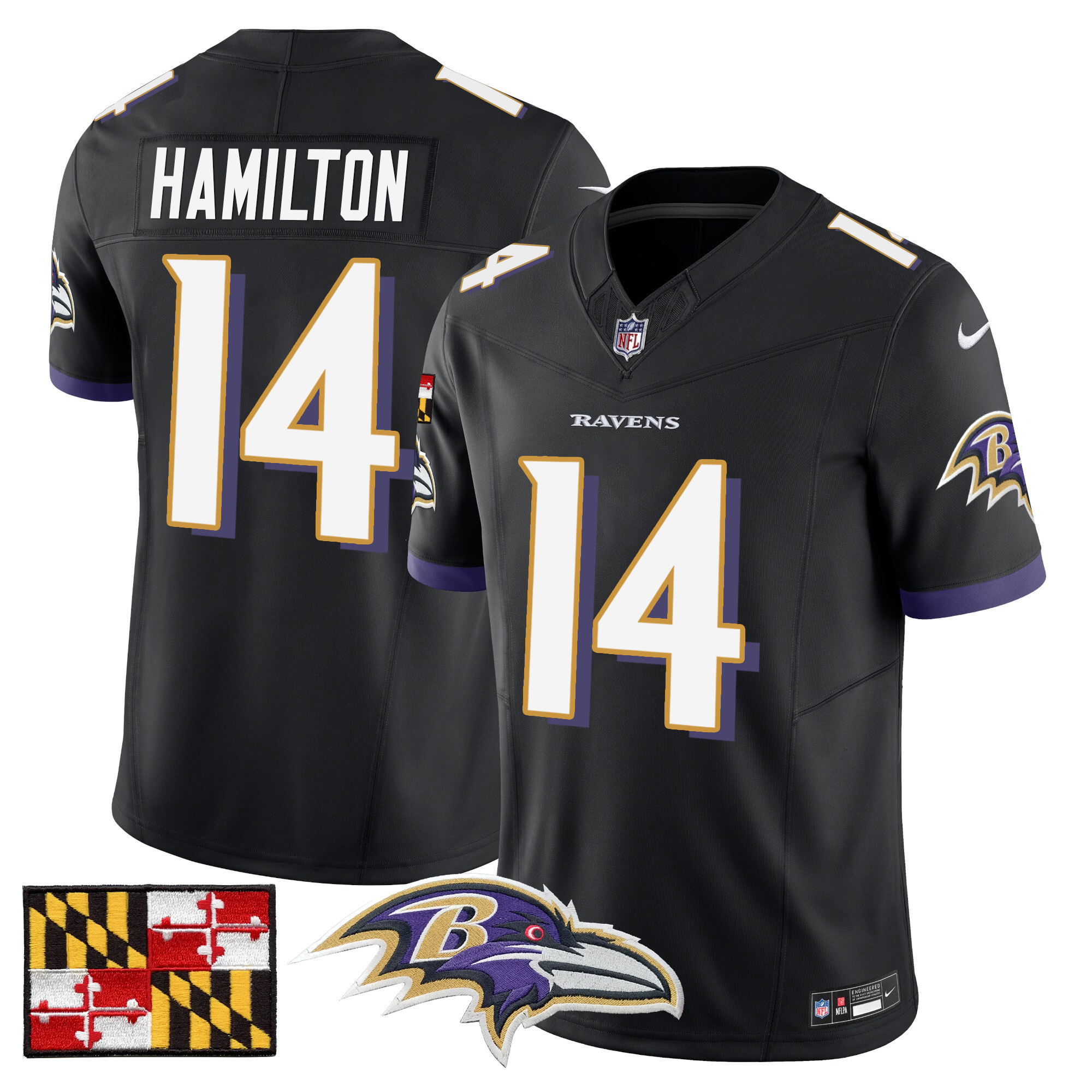 Men's Baltimore Ravens 2024 Maryland Flag Vapor Limited Jersey - All Stitched - Image 24