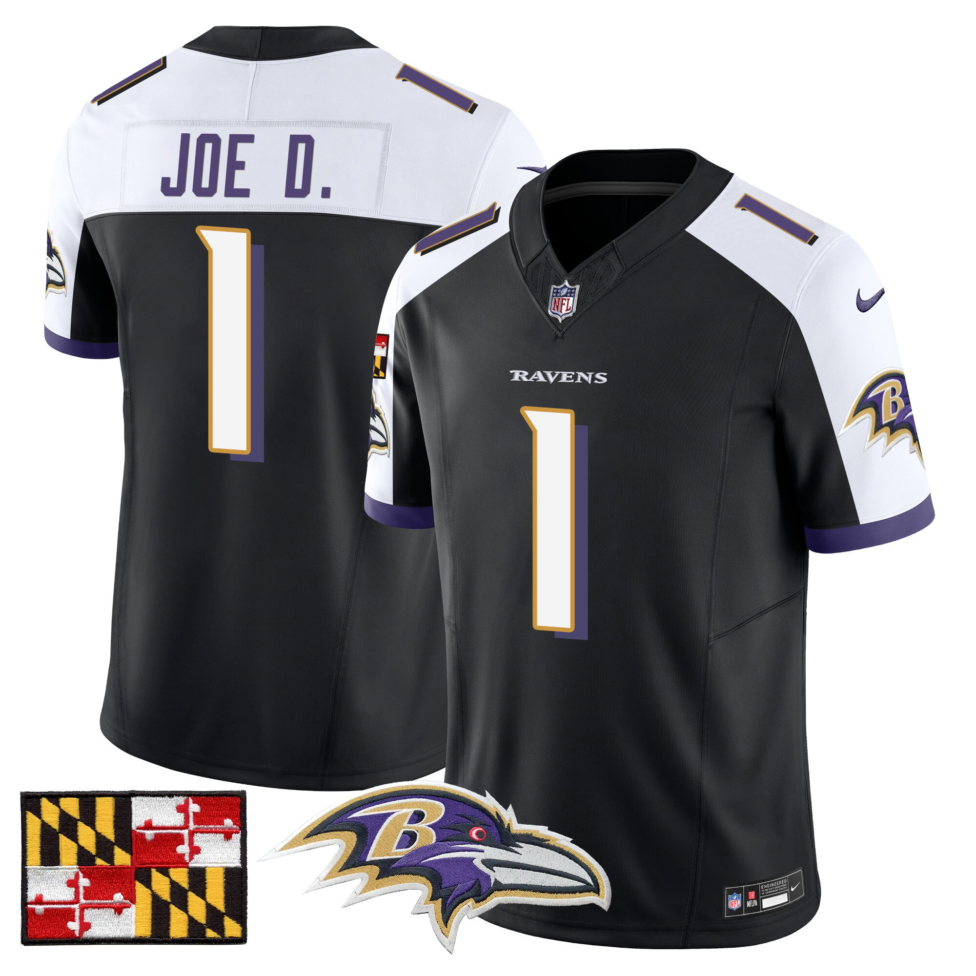 Men's Baltimore Ravens 2024 Maryland Flag Vapor Limited Jersey - All Stitched - Image 9