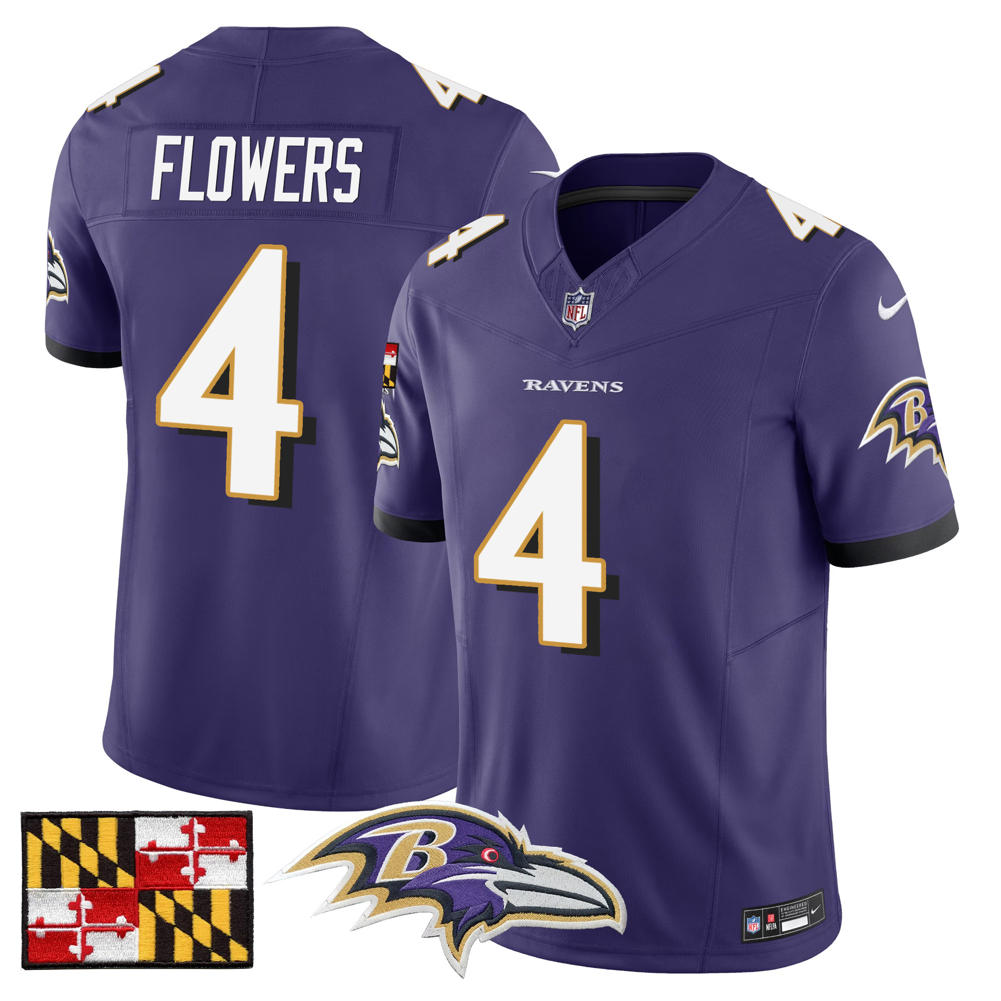 Men's Baltimore Ravens 2024 Maryland Flag Vapor Limited Jersey - All Stitched - Image 37