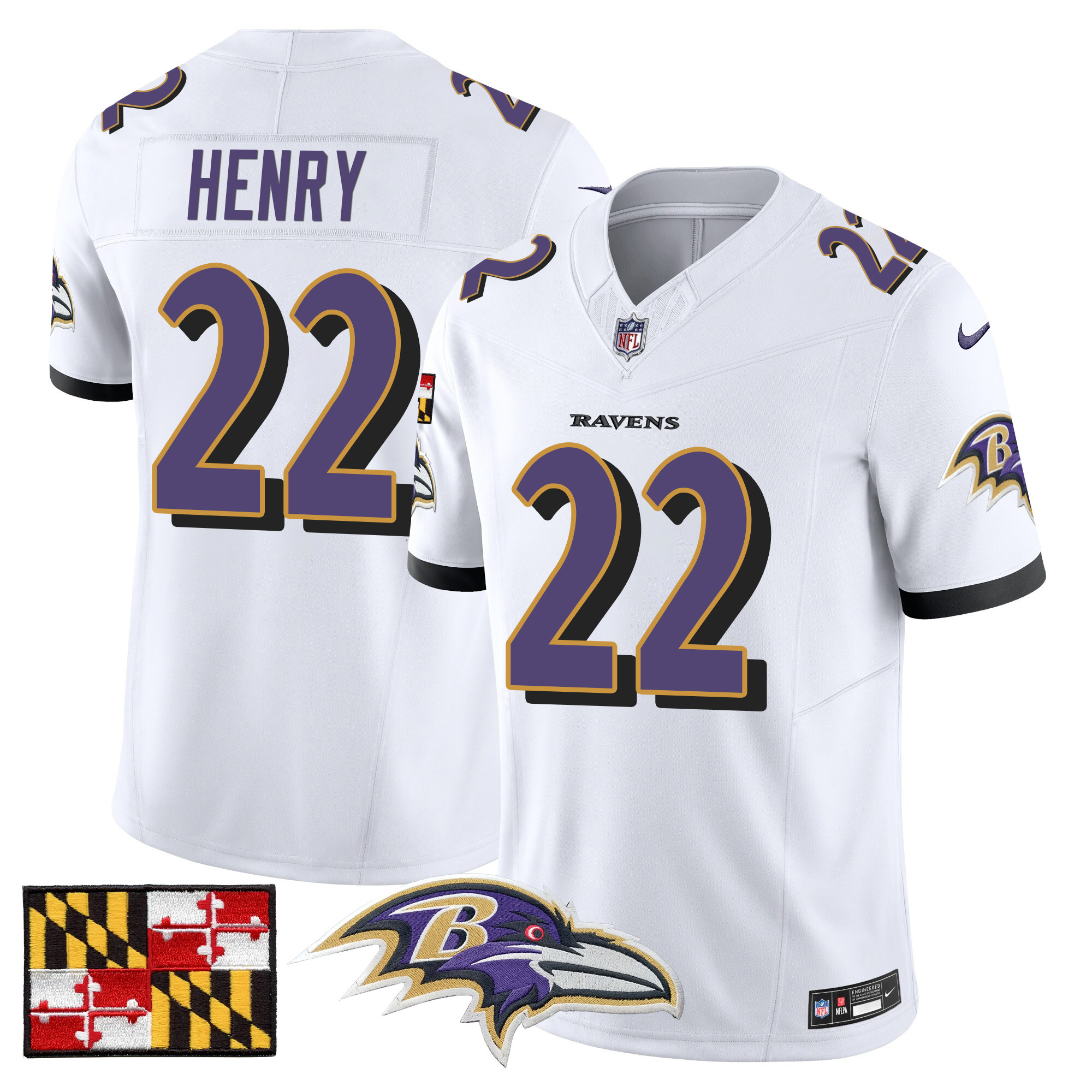 Men's Baltimore Ravens 2024 Maryland Flag Vapor Limited Jersey - All Stitched - Image 41