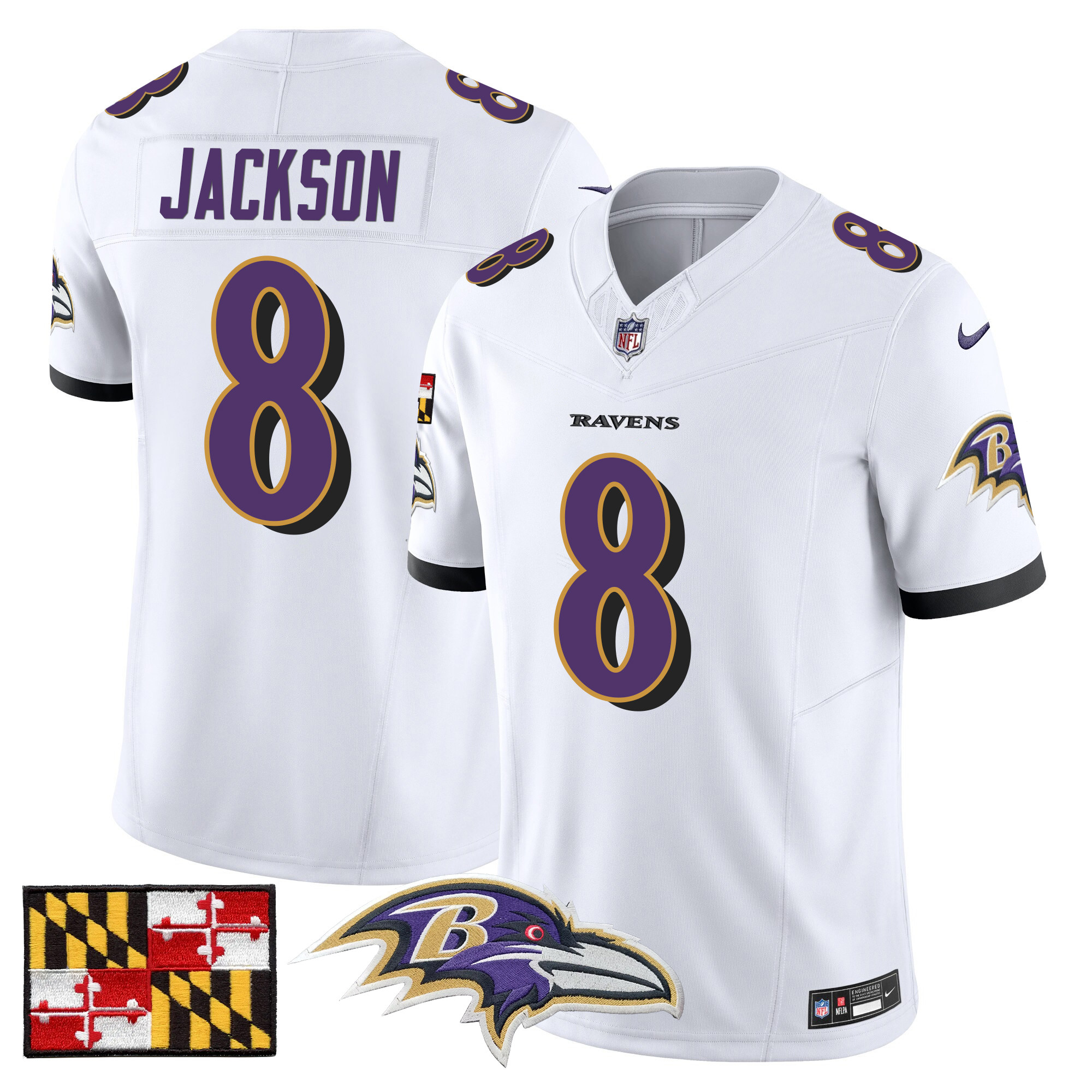 Men's Baltimore Ravens 2024 Maryland Flag Vapor Limited Jersey - All Stitched - Image 42