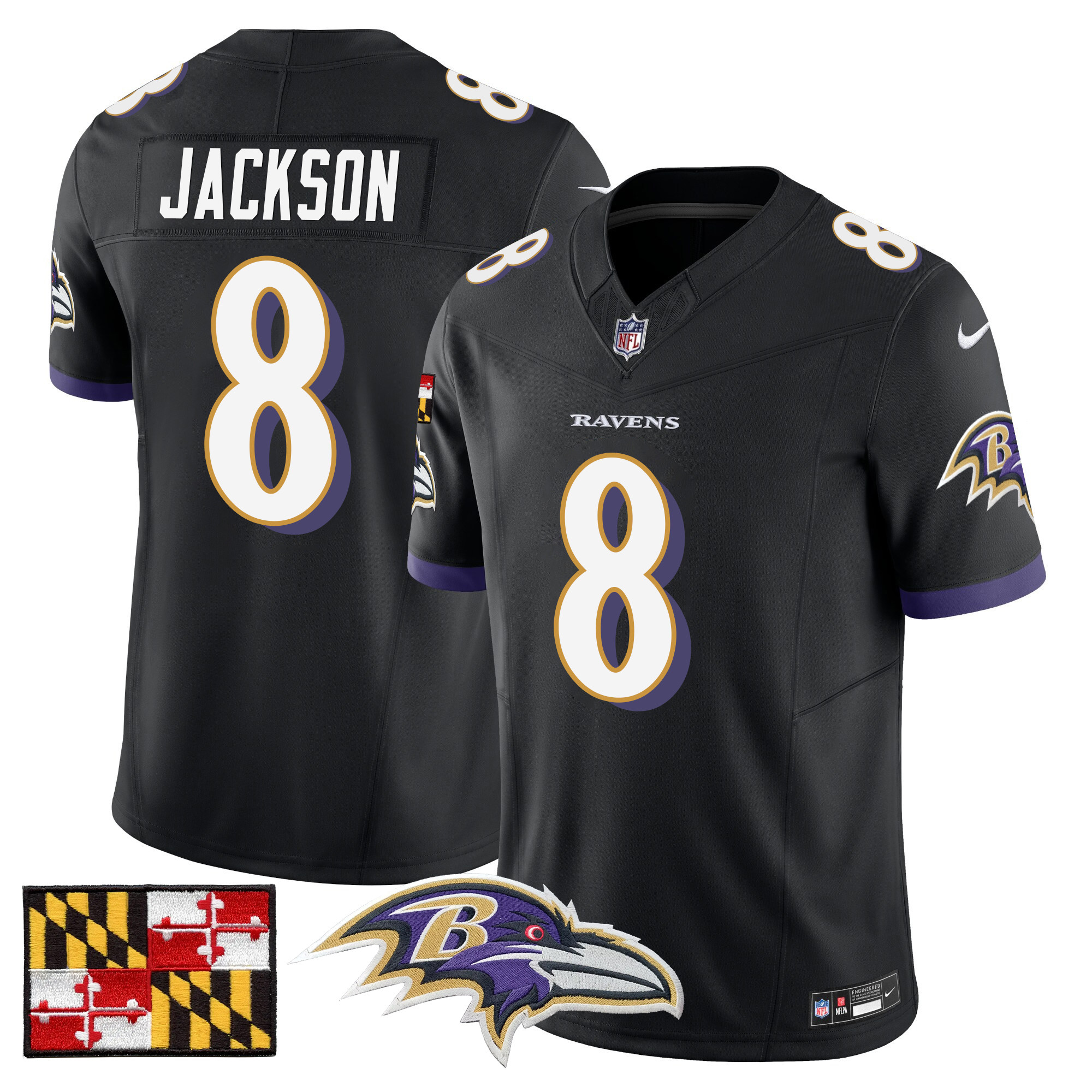 Men's Baltimore Ravens 2024 Maryland Flag Vapor Limited Jersey - All Stitched - Image 22