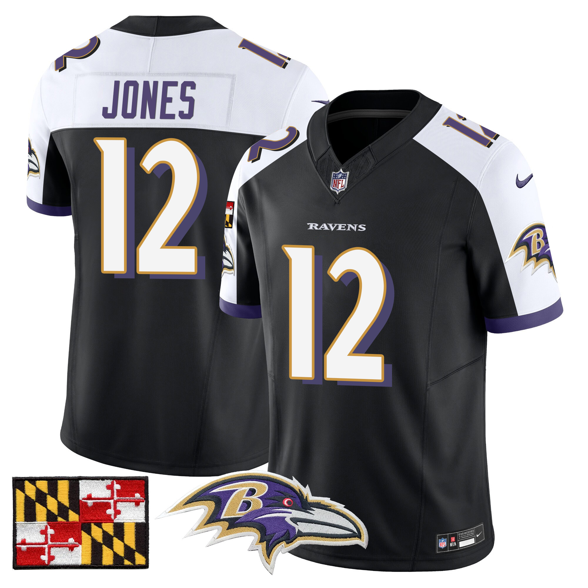 Men's Baltimore Ravens 2024 Maryland Flag Vapor Limited Jersey - All Stitched - Image 8