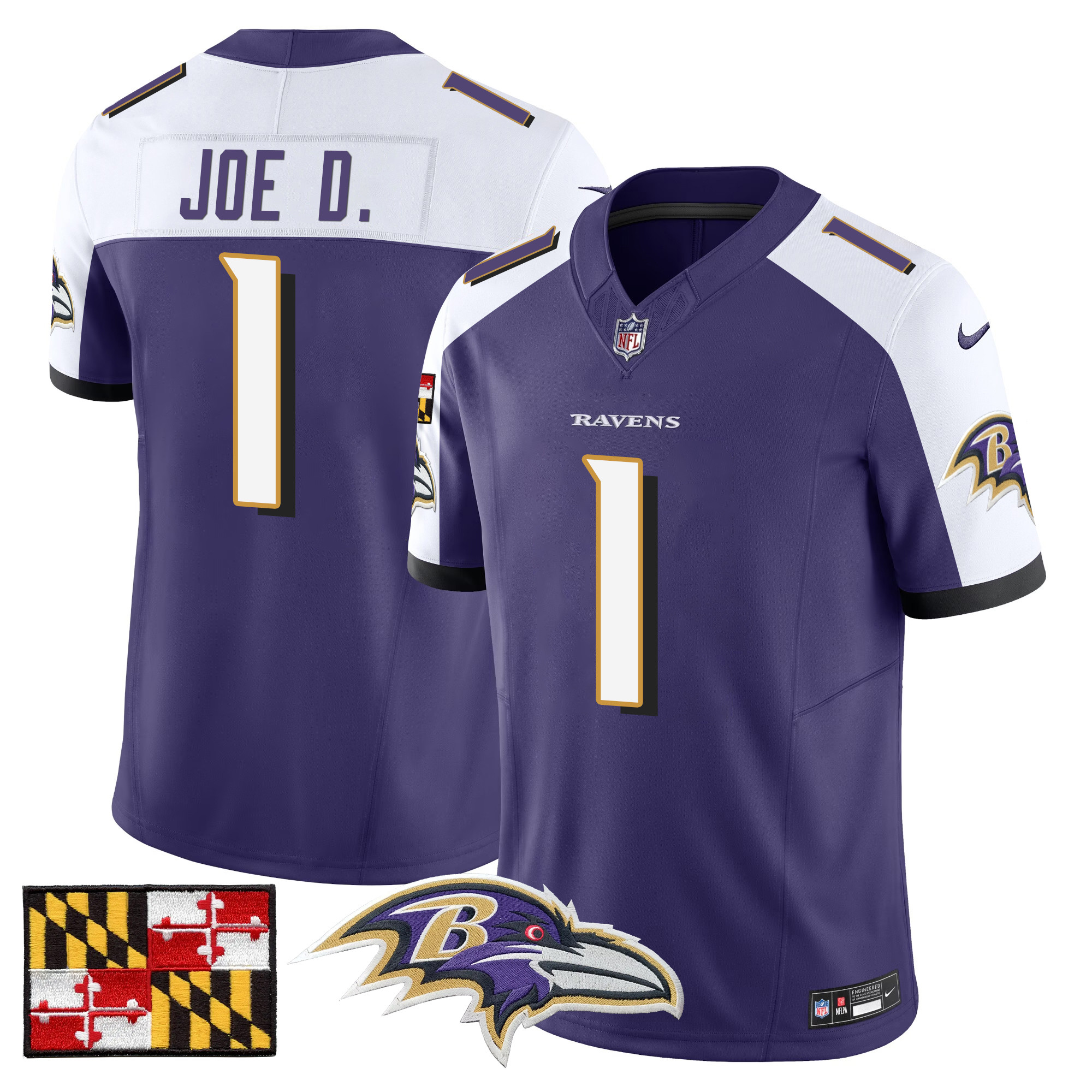Men's Baltimore Ravens 2024 Maryland Flag Vapor Limited Jersey - All Stitched - Image 19