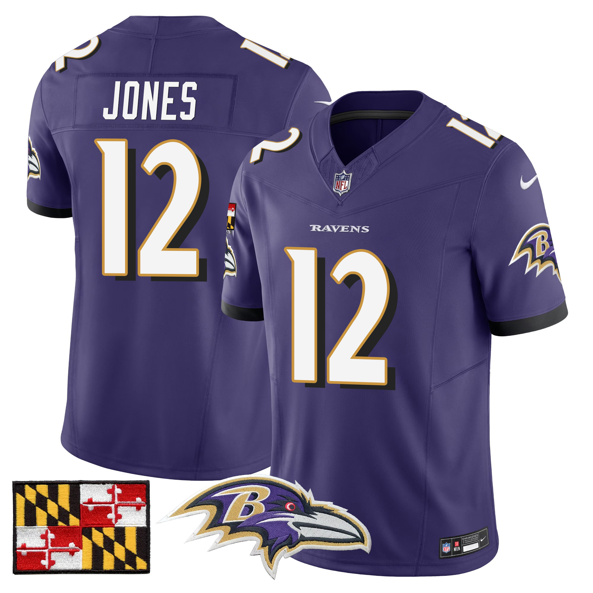 Men's Baltimore Ravens 2024 Maryland Flag Vapor Limited Jersey - All Stitched - Image 38