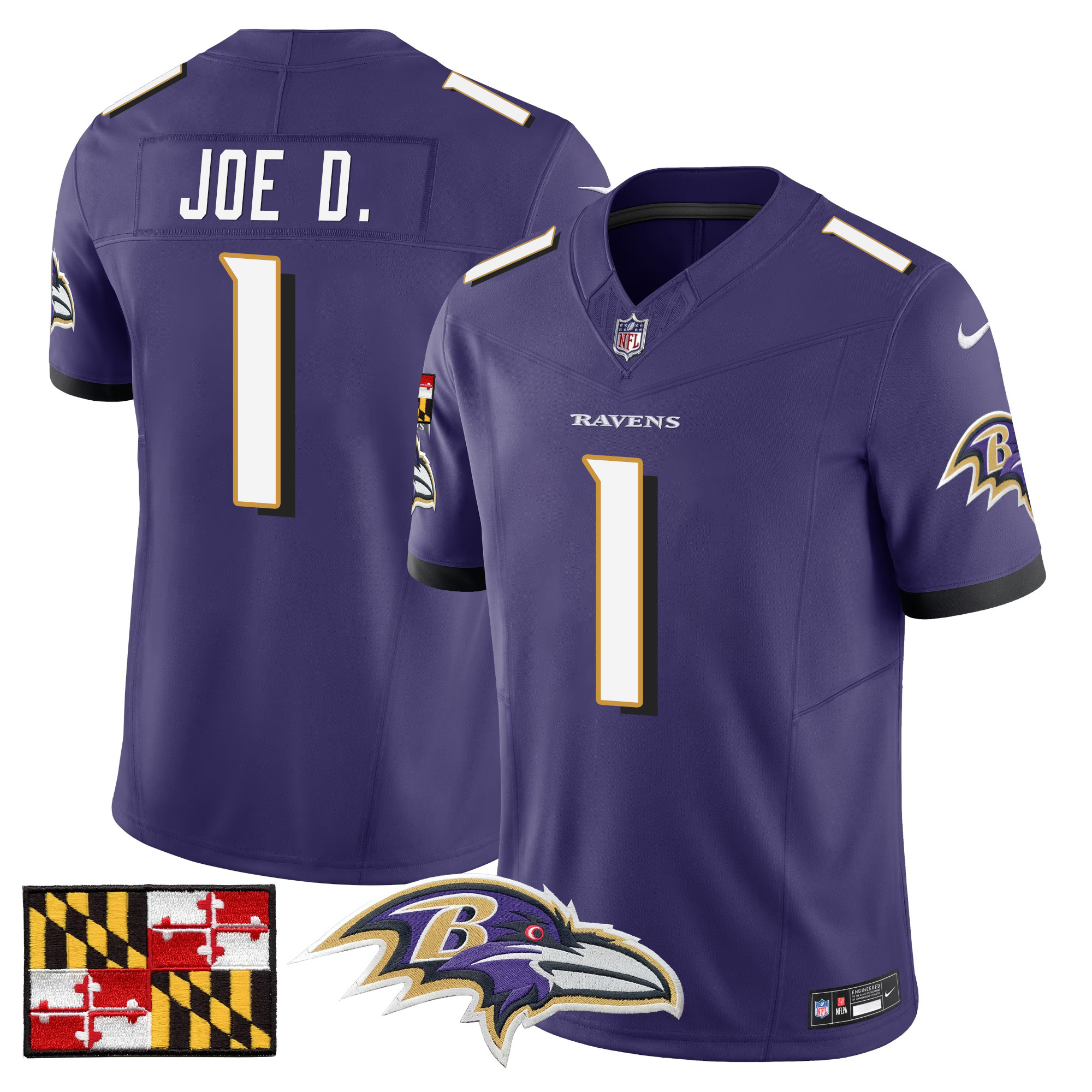 Men's Baltimore Ravens 2024 Maryland Flag Vapor Limited Jersey - All Stitched - Image 39