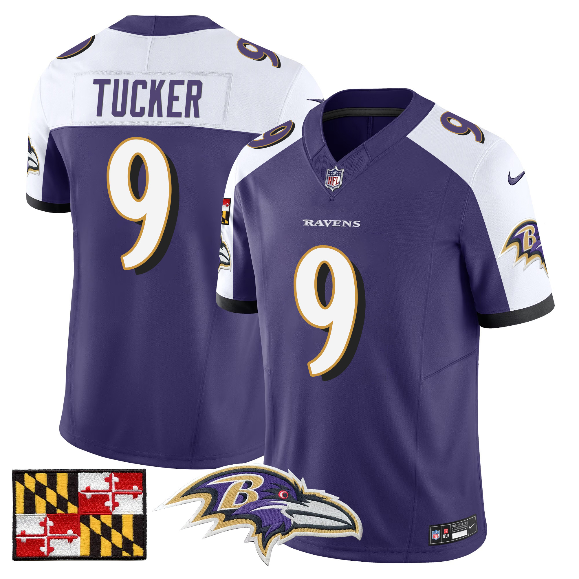 Men's Baltimore Ravens 2024 Maryland Flag Vapor Limited Jersey - All Stitched - Image 13