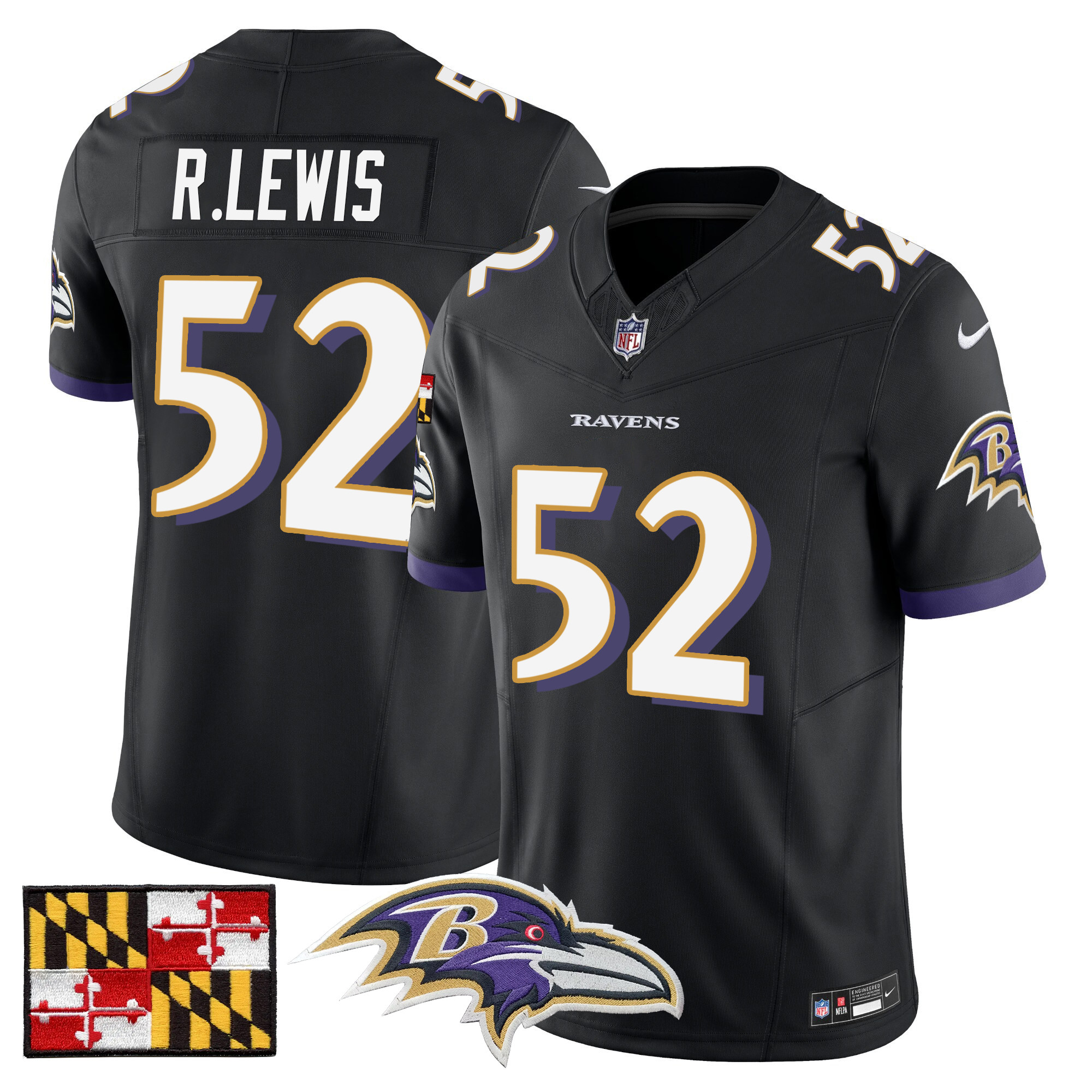 Men's Baltimore Ravens 2024 Maryland Flag Vapor Limited Jersey - All Stitched - Image 26
