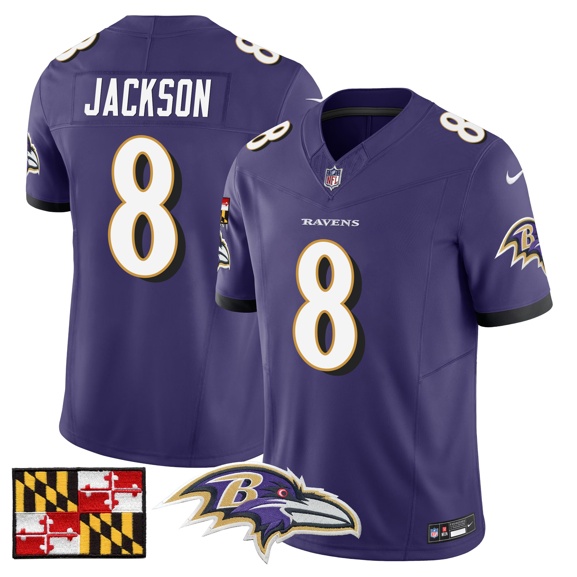 Men's Baltimore Ravens 2024 Maryland Flag Vapor Limited Jersey - All Stitched - Image 32