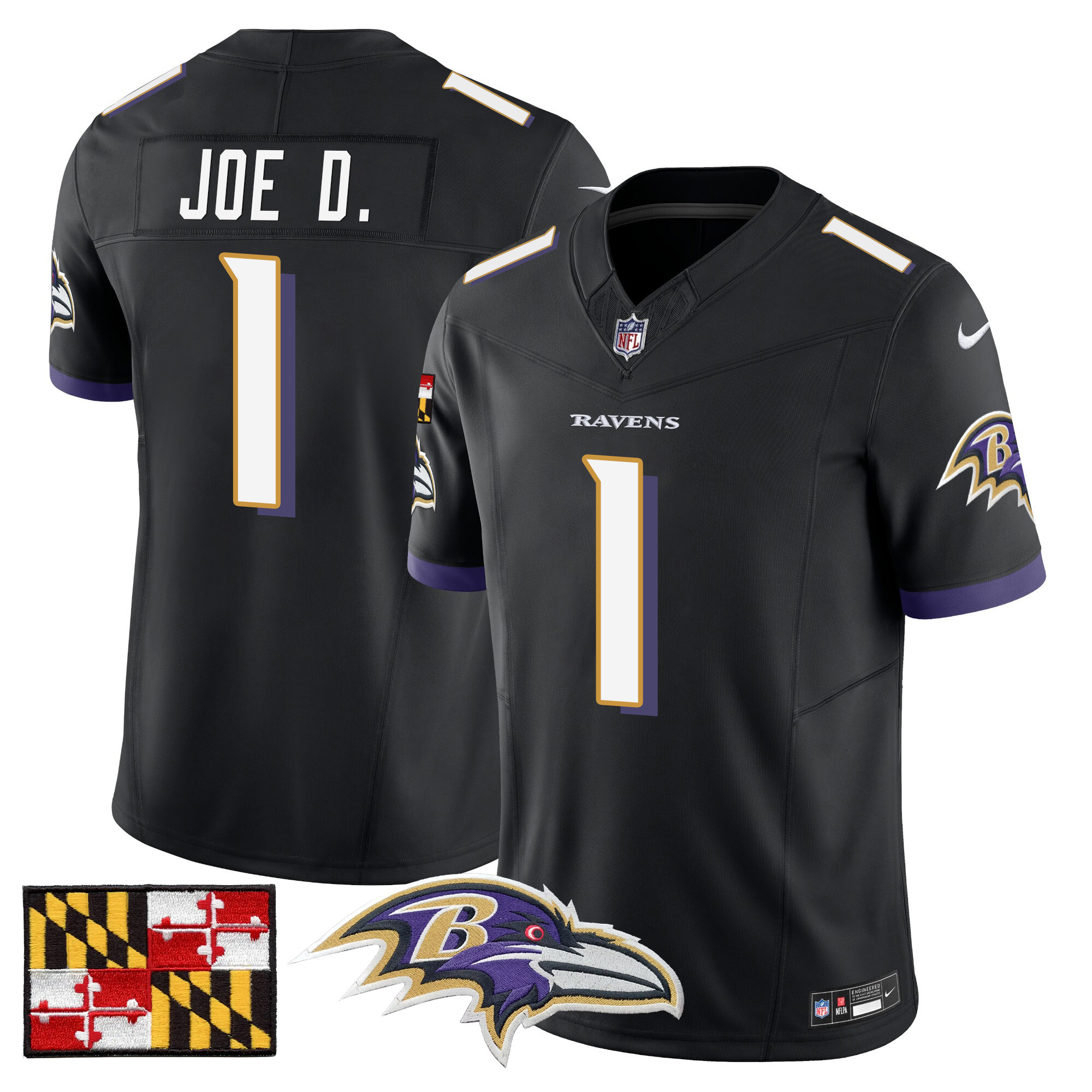 Men's Baltimore Ravens 2024 Maryland Flag Vapor Limited Jersey - All Stitched - Image 29