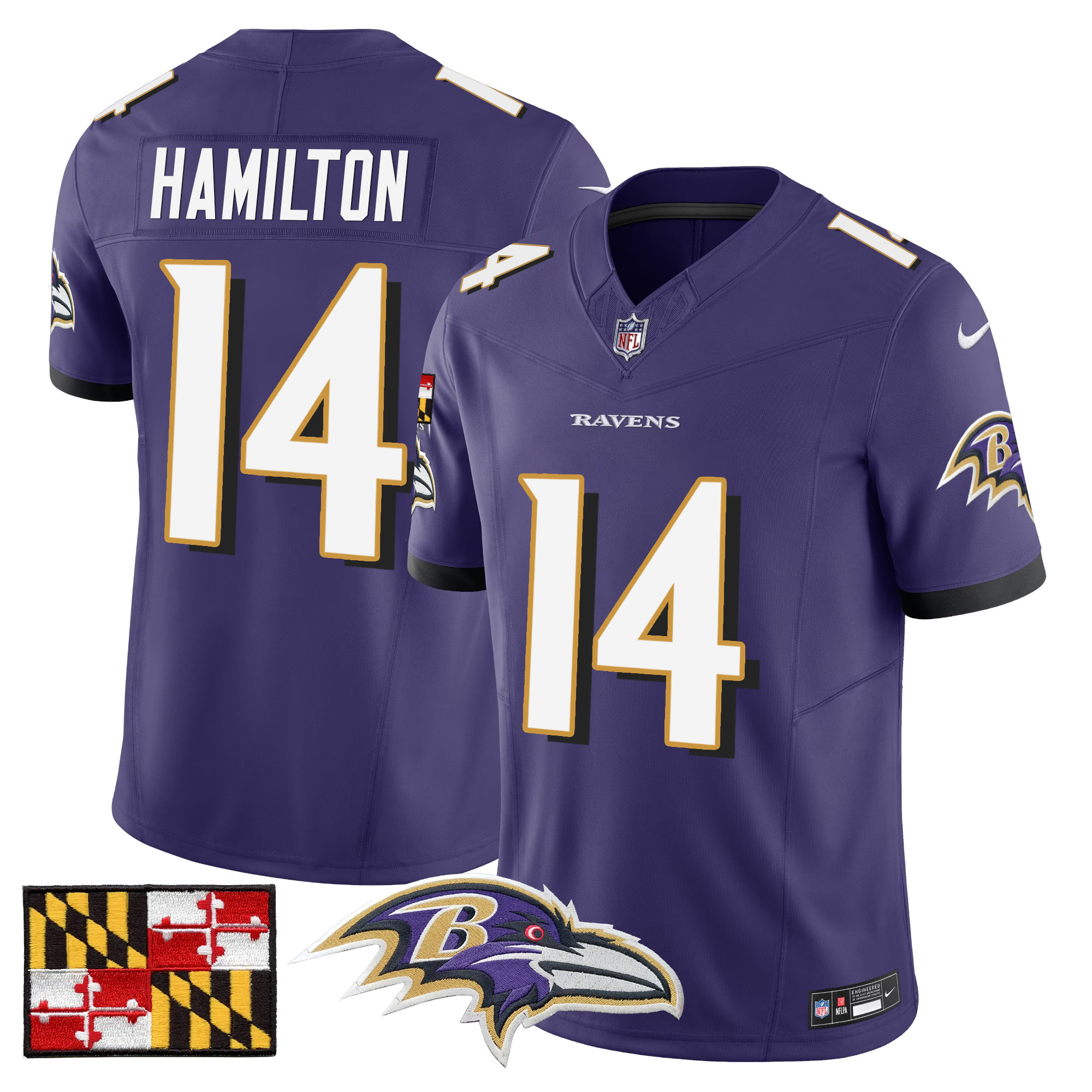 Men's Baltimore Ravens 2024 Maryland Flag Vapor Limited Jersey - All Stitched - Image 34