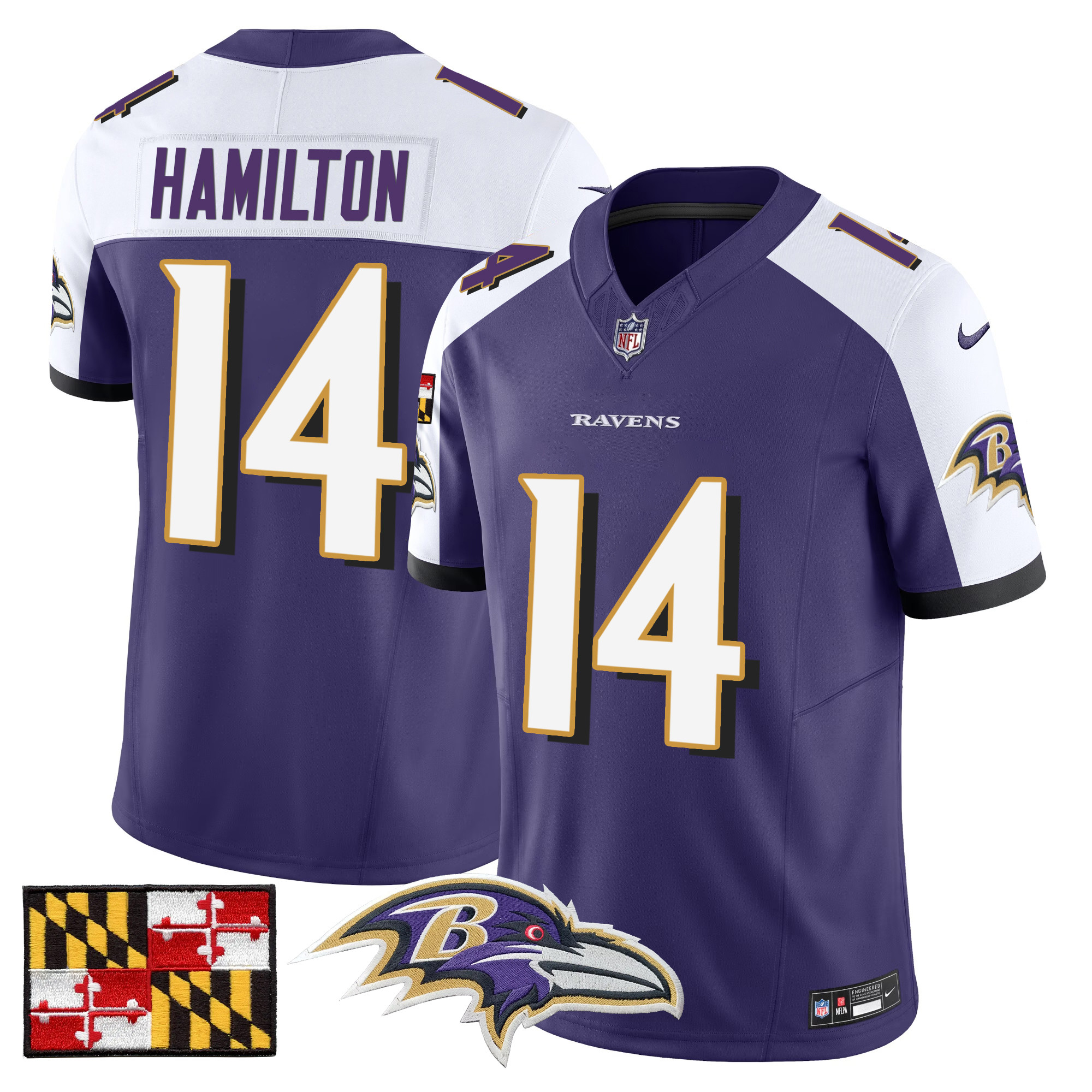 Men's Baltimore Ravens 2024 Maryland Flag Vapor Limited Jersey - All Stitched - Image 14