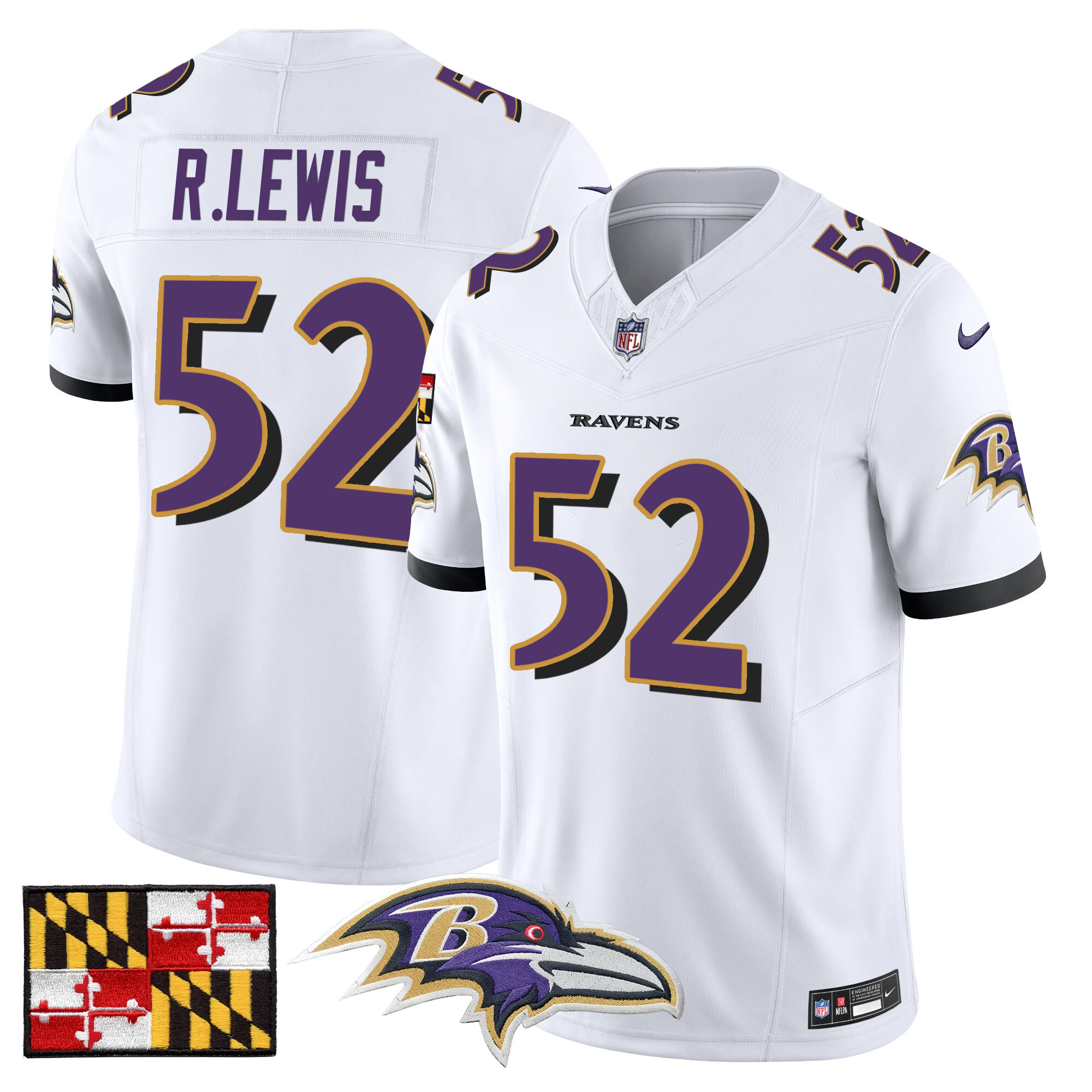 Men's Baltimore Ravens 2024 Maryland Flag Vapor Limited Jersey - All Stitched - Image 46