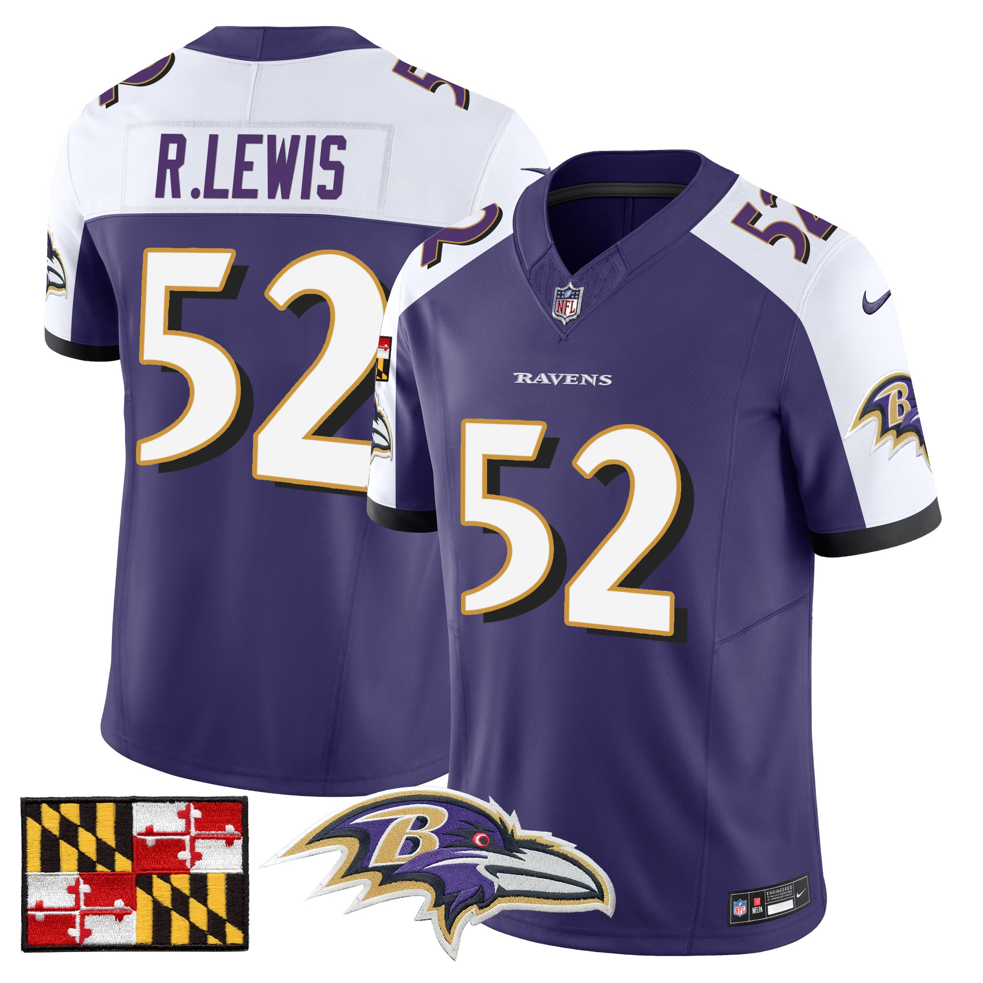 Men's Baltimore Ravens 2024 Maryland Flag Vapor Limited Jersey - All Stitched - Image 16