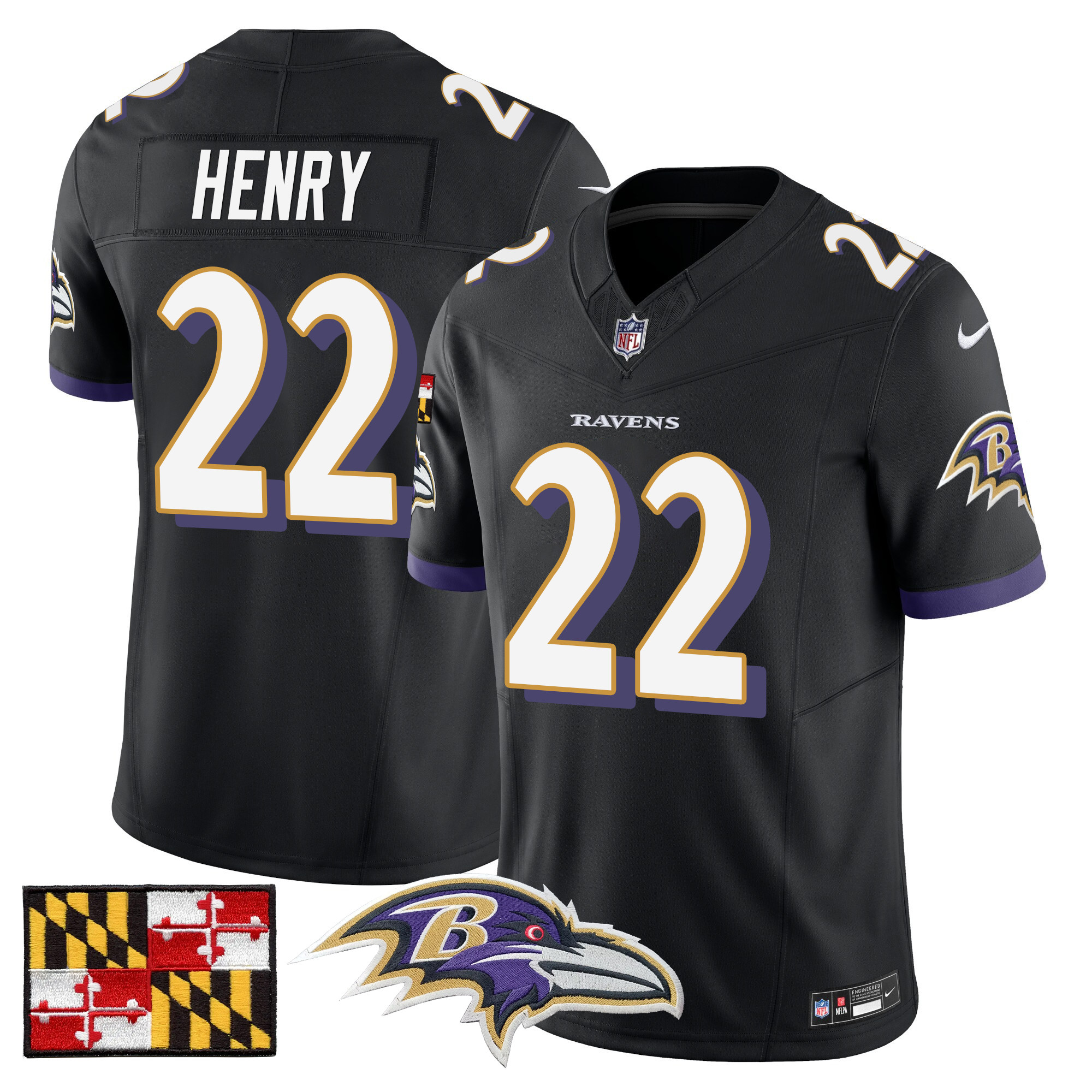 Men's Baltimore Ravens 2024 Maryland Flag Vapor Limited Jersey - All Stitched - Image 21