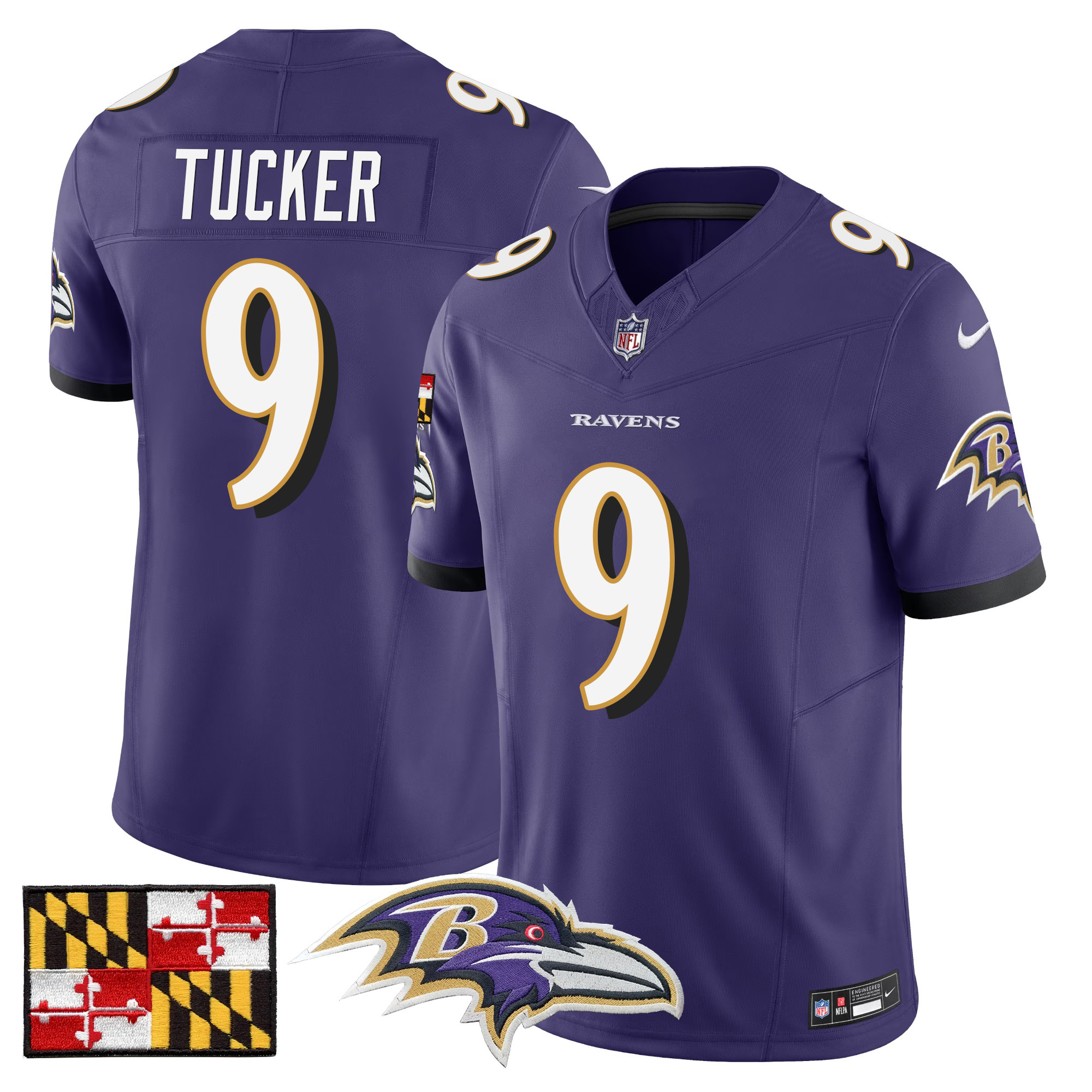 Men's Baltimore Ravens 2024 Maryland Flag Vapor Limited Jersey - All Stitched - Image 33