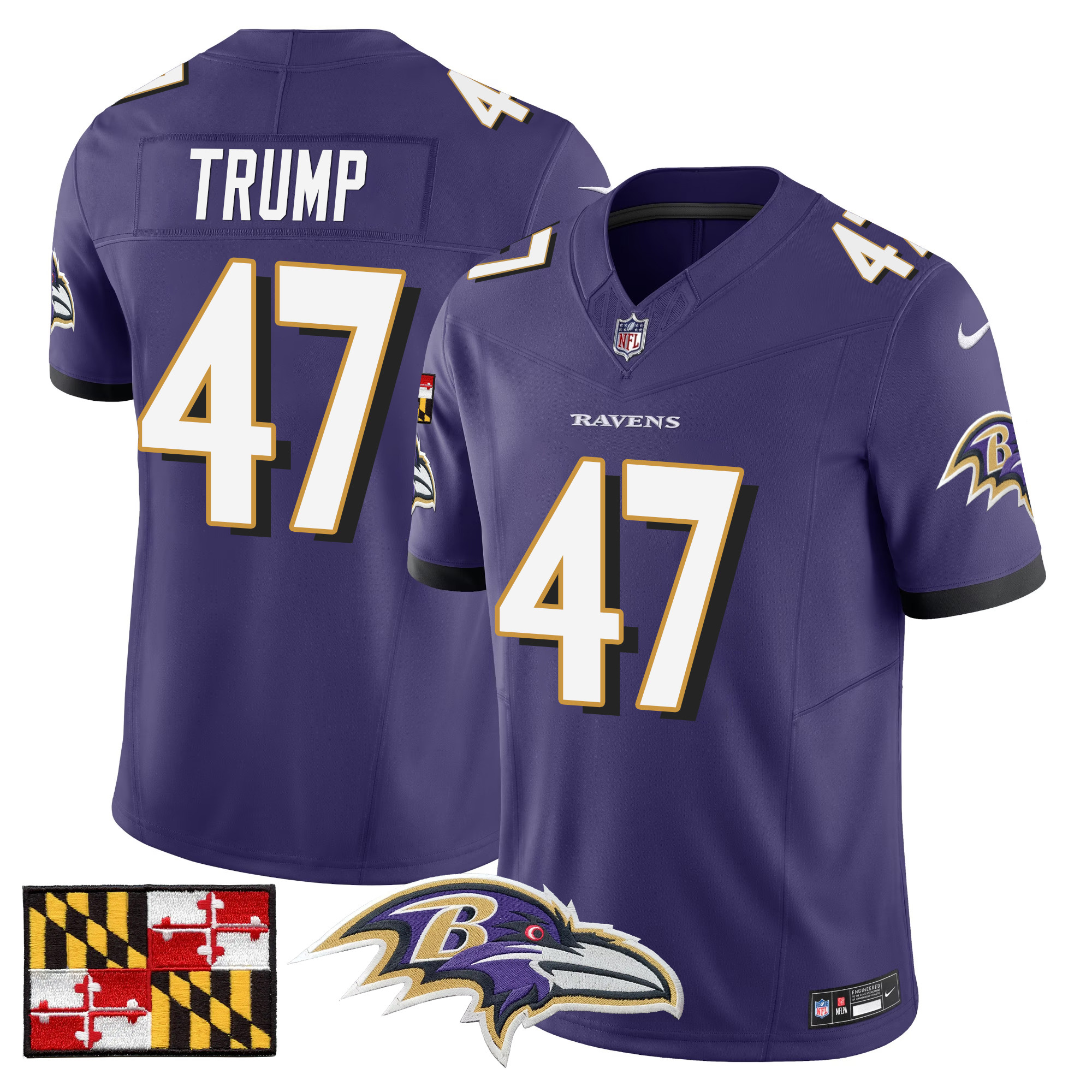 Men's Baltimore Ravens 2024 Maryland Flag Vapor Limited Jersey - All Stitched - Image 40