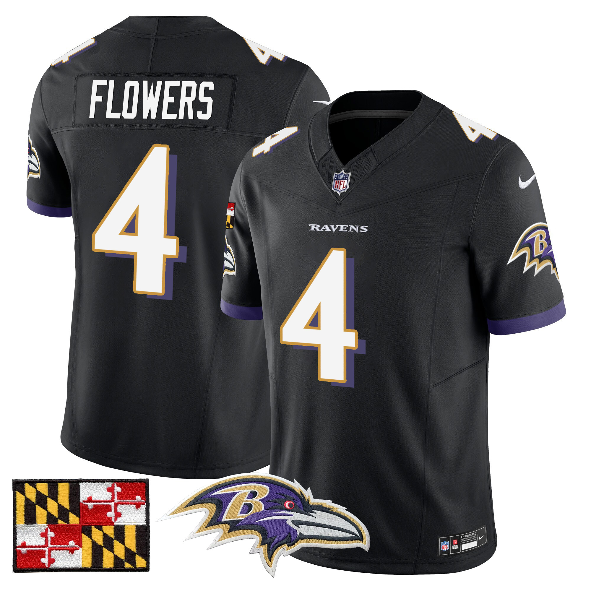 Men's Baltimore Ravens 2024 Maryland Flag Vapor Limited Jersey - All Stitched - Image 27