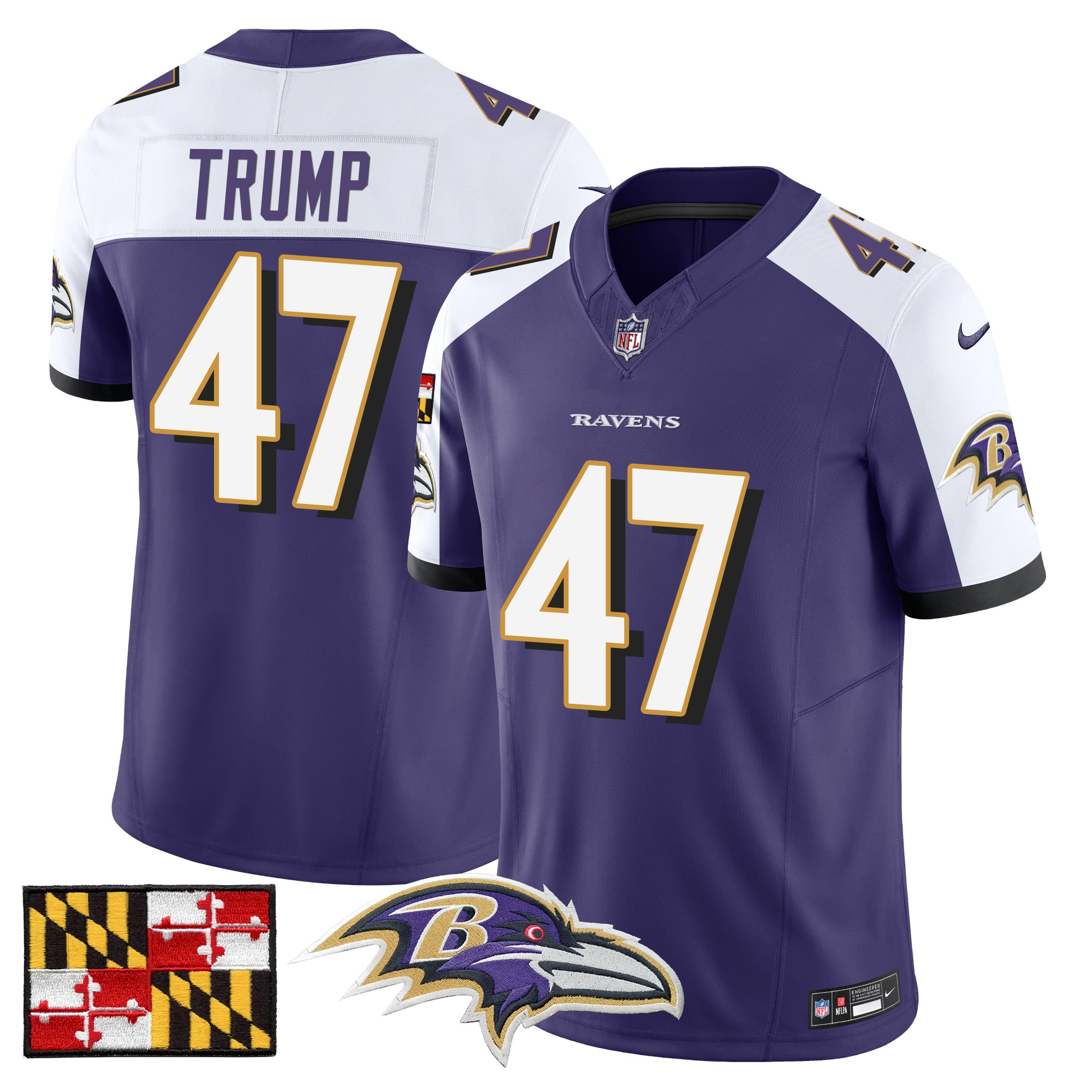 Men's Baltimore Ravens 2024 Maryland Flag Vapor Limited Jersey - All Stitched - Image 20