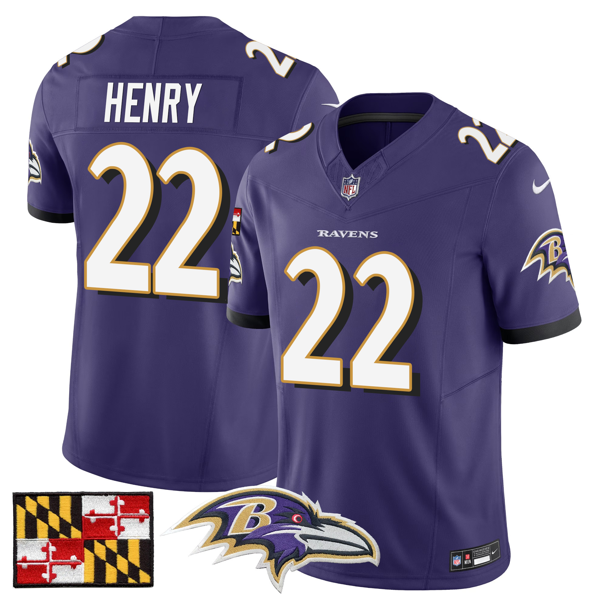 Men's Baltimore Ravens 2024 Maryland Flag Vapor Limited Jersey - All Stitched - Image 31