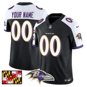 Baltimore Ravens 2024 Maryland Flag Vapor Limited Custom Jersey - All Stitched