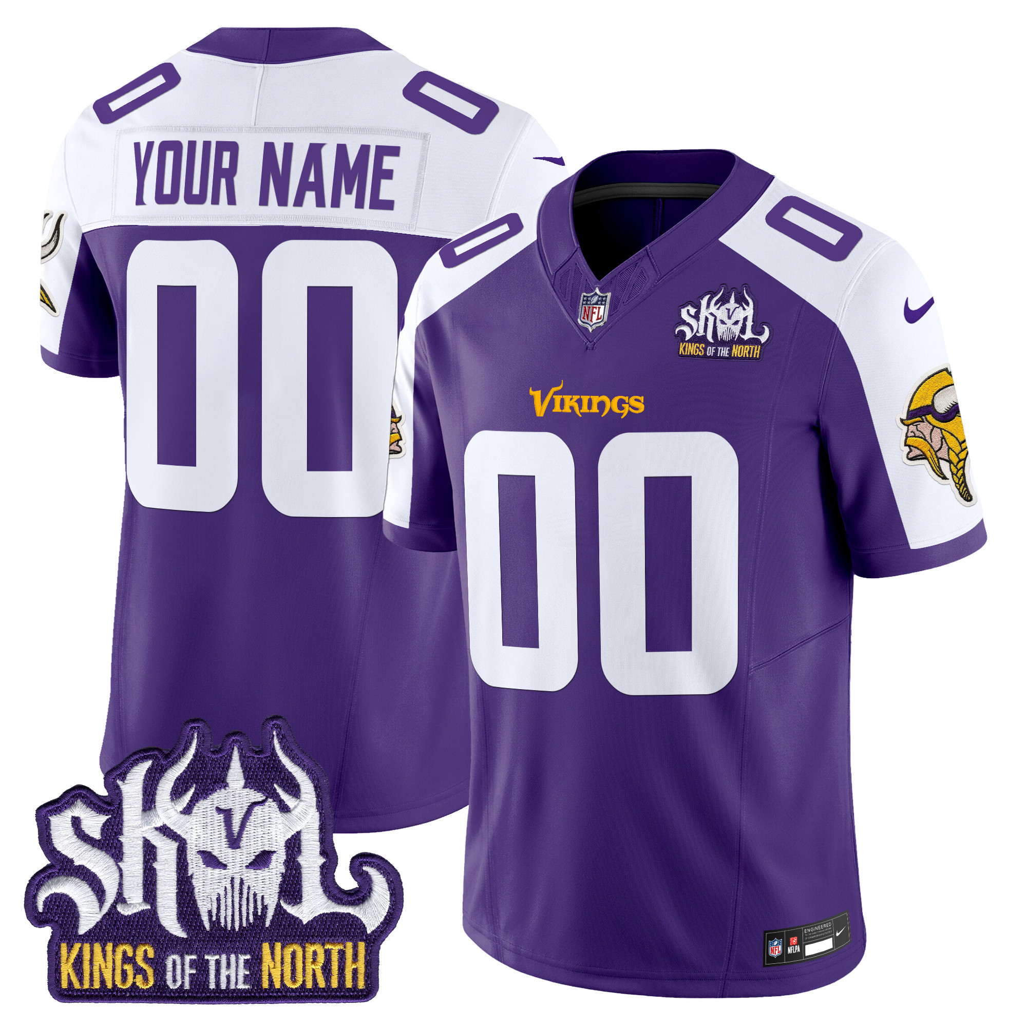 Minnesota Vikings Kings Of The North Patch Vapor Limited Custom Jersey V2 - All Stitched - Image 4