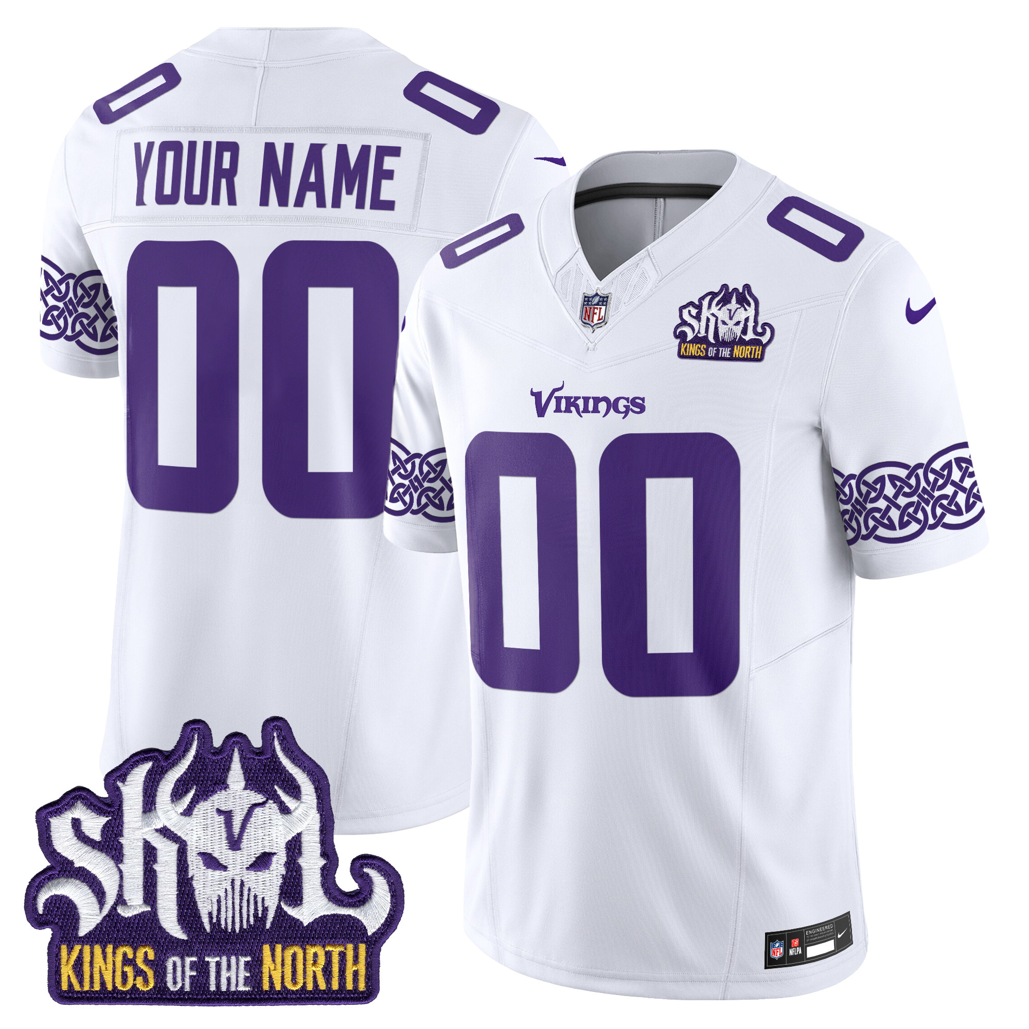 Minnesota Vikings Kings Of The North Patch Vapor Limited Custom Jersey V2 - All Stitched - Image 2