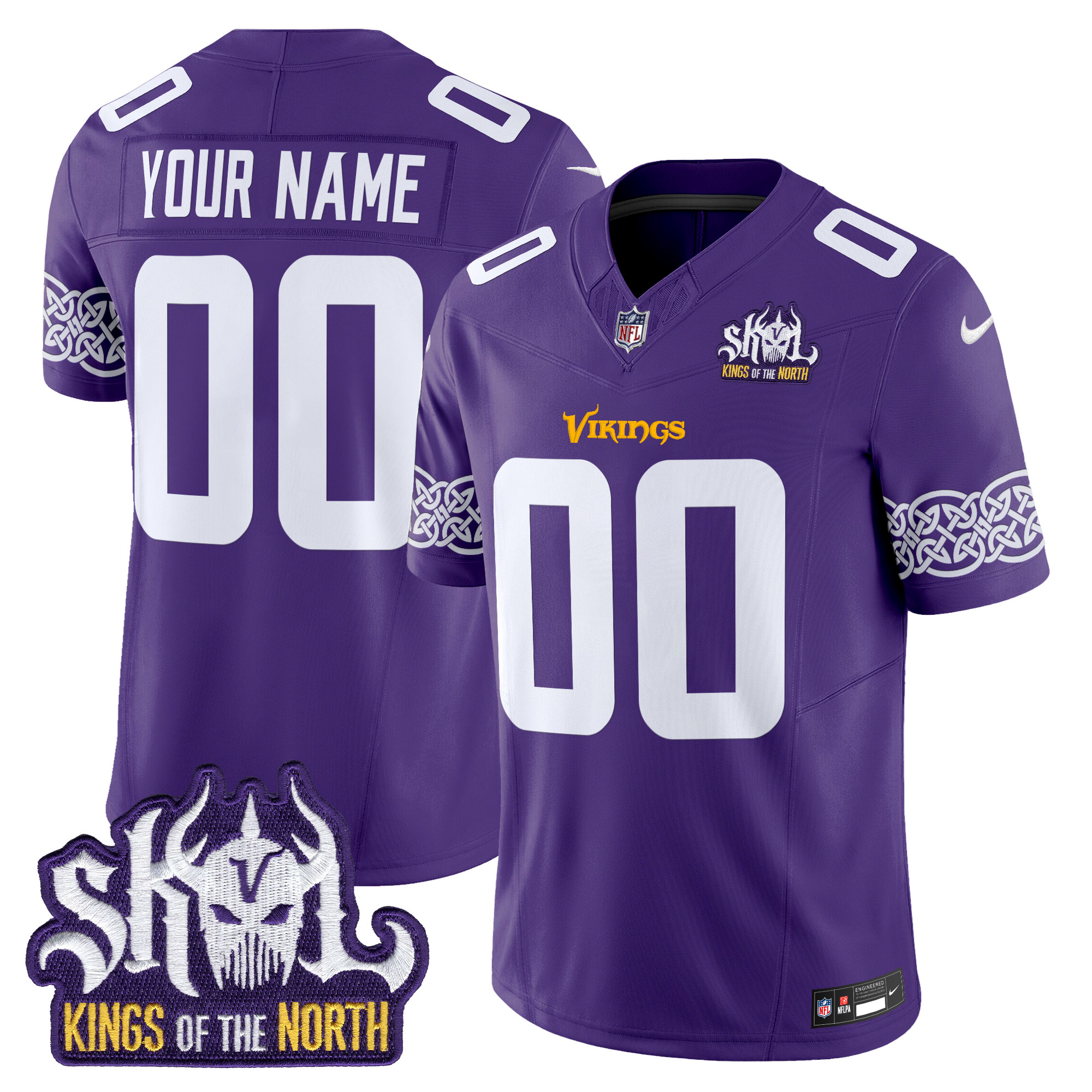Minnesota Vikings Kings Of The North Patch Vapor Limited Custom Jersey V2 - All Stitched