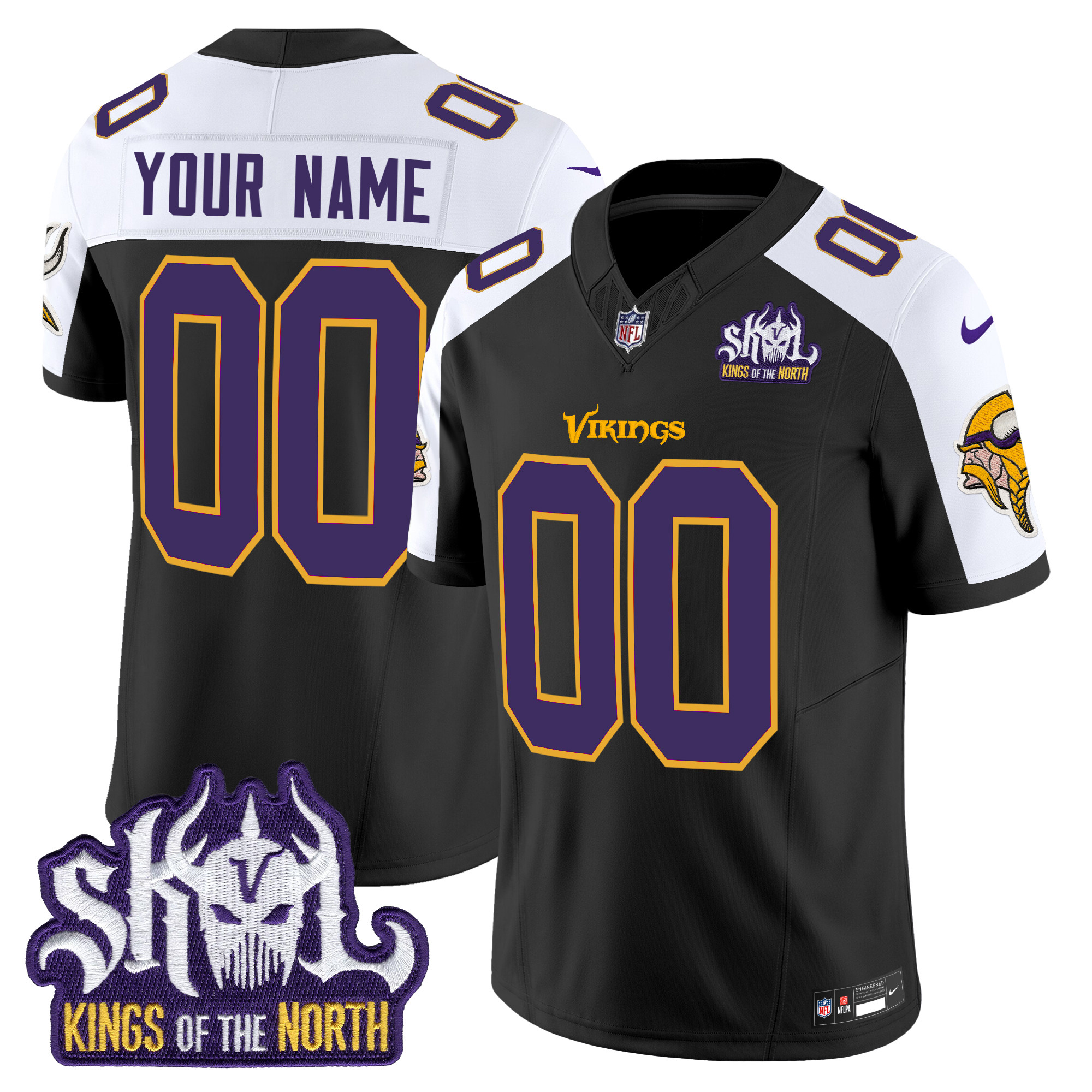 Minnesota Vikings King Of The North Patch Throwback Vapor Limited Custom Jersey V2 - All Stitched - Image 5