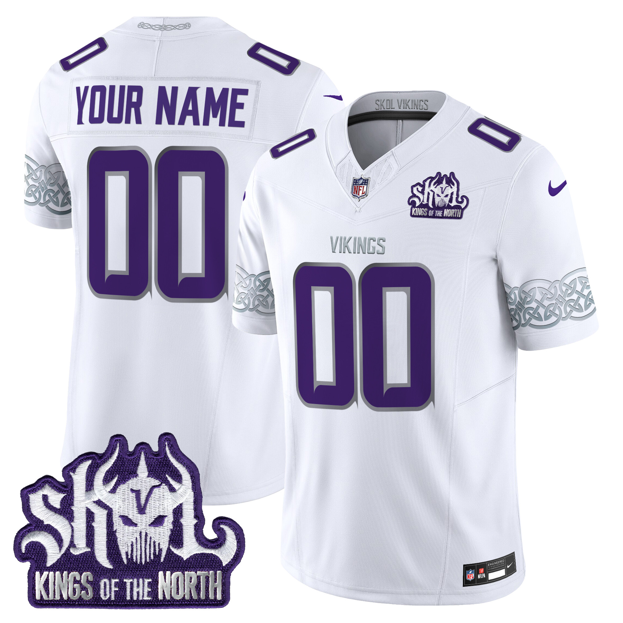Minnesota Vikings King Of The North Patch Throwback Vapor Limited Custom Jersey V2 - All Stitched - Image 3