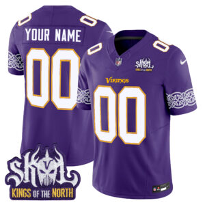 Minnesota Vikings King Of The North Patch Throwback Vapor Limited Custom Jersey V2 - All Stitched
