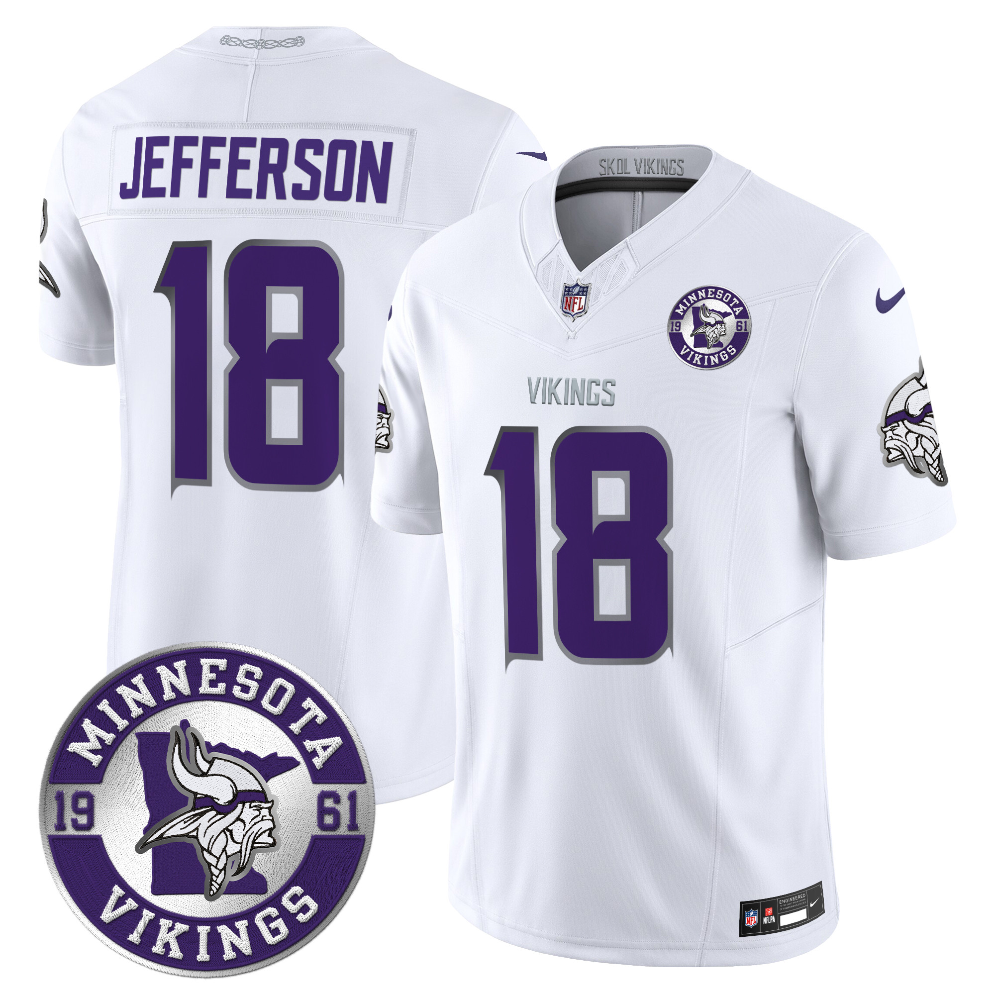 Men's Minnesota Vikings 2024 Vapor Limited Jersey - Est. 1961 Patch - All Stitched - Image 2