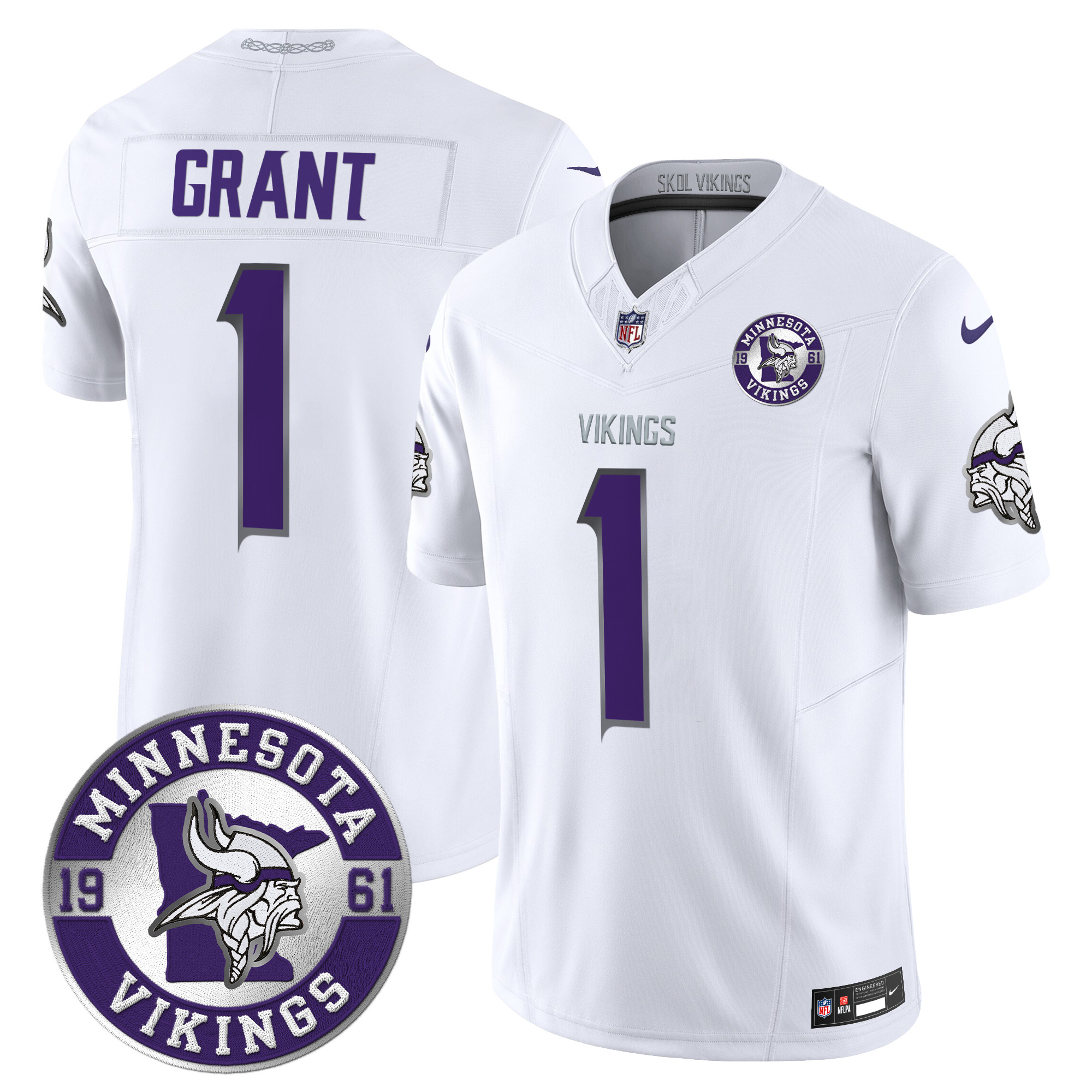 Men's Minnesota Vikings 2024 Vapor Limited Jersey - Est. 1961 Patch - All Stitched - Image 6