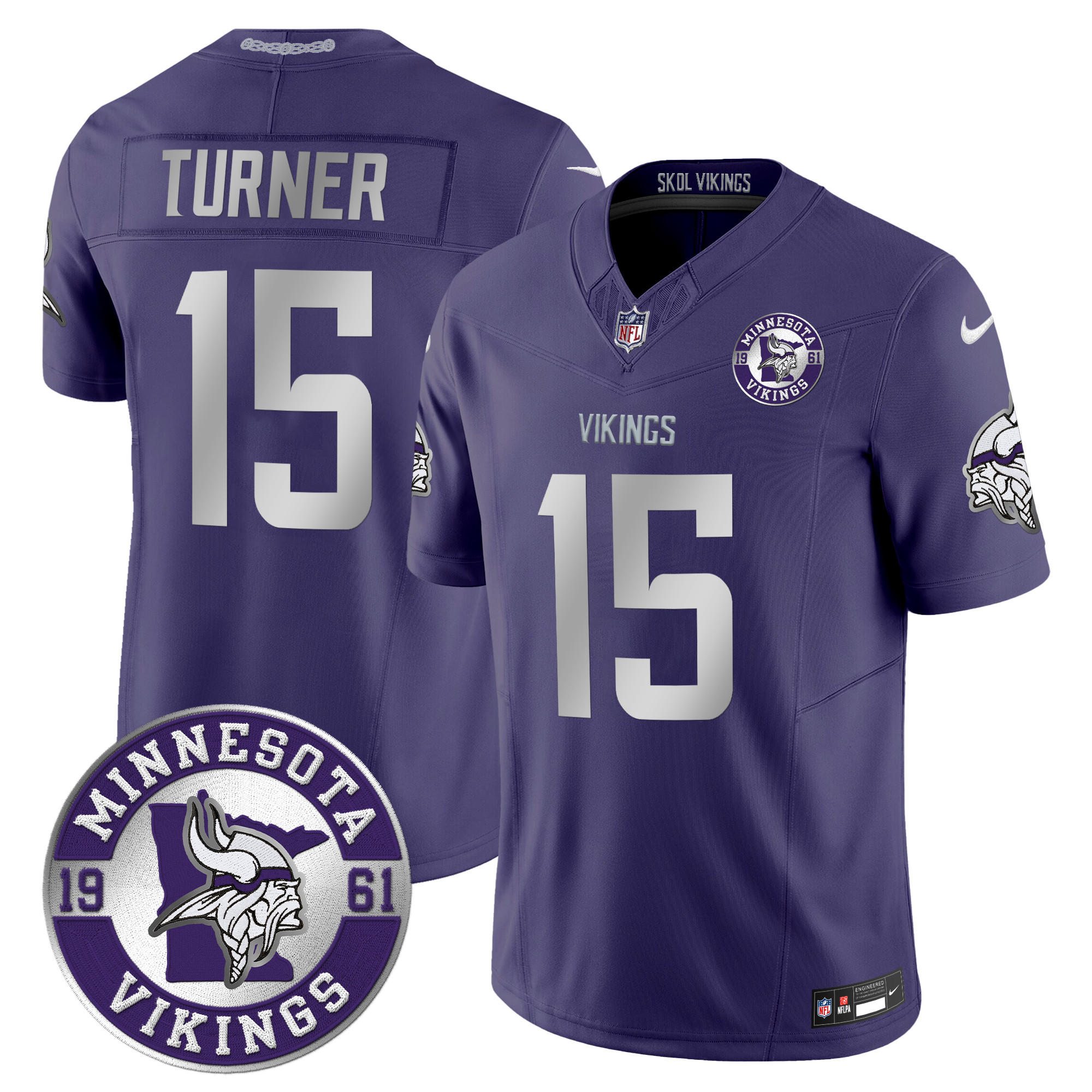 Men's Minnesota Vikings 2024 Vapor Limited Jersey - Est. 1961 Patch - All Stitched - Image 40