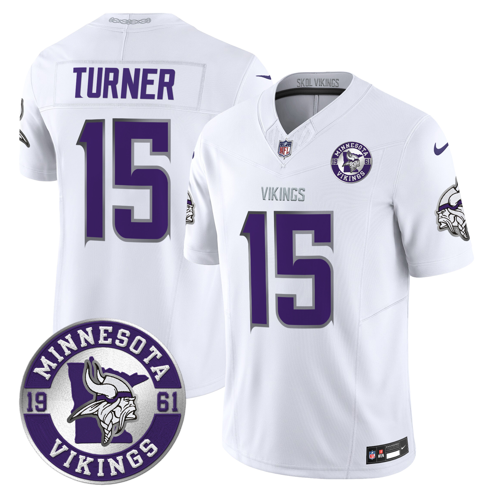 Men's Minnesota Vikings 2024 Vapor Limited Jersey - Est. 1961 Patch - All Stitched - Image 4