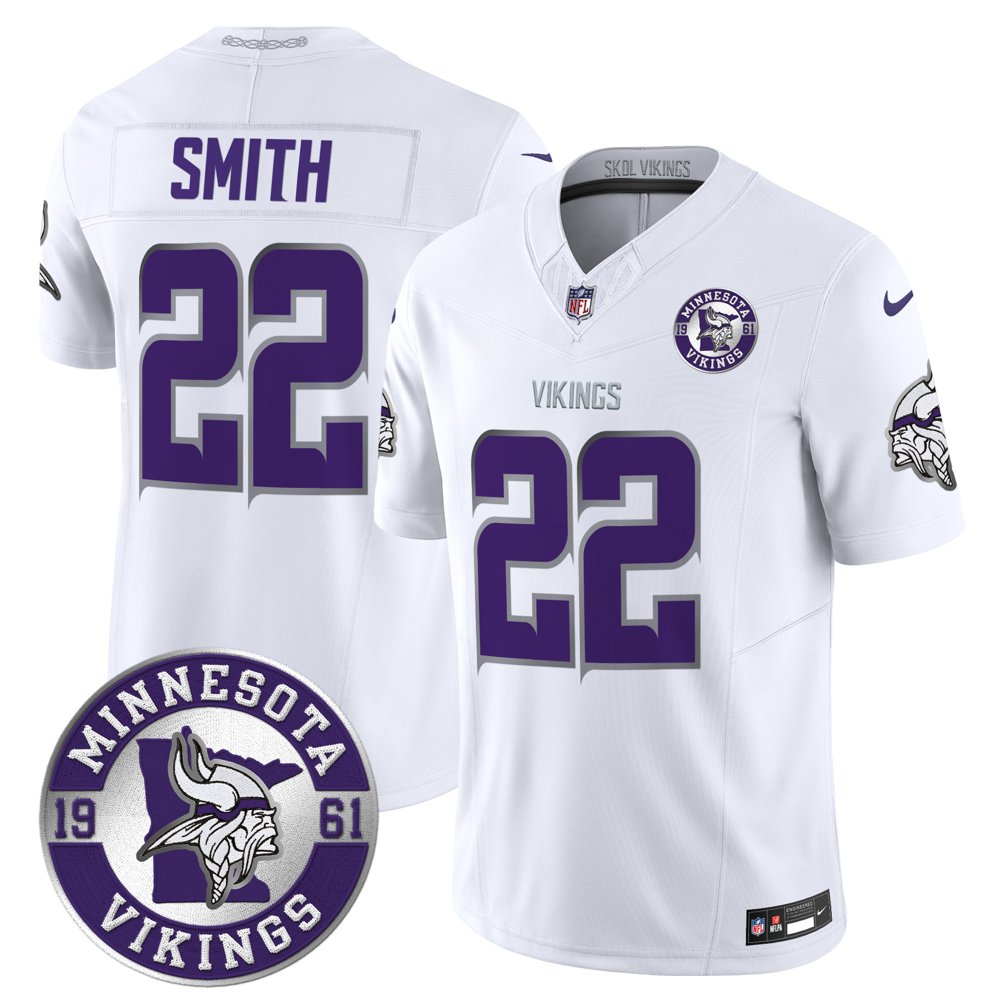 Men's Minnesota Vikings 2024 Vapor Limited Jersey - Est. 1961 Patch - All Stitched - Image 7