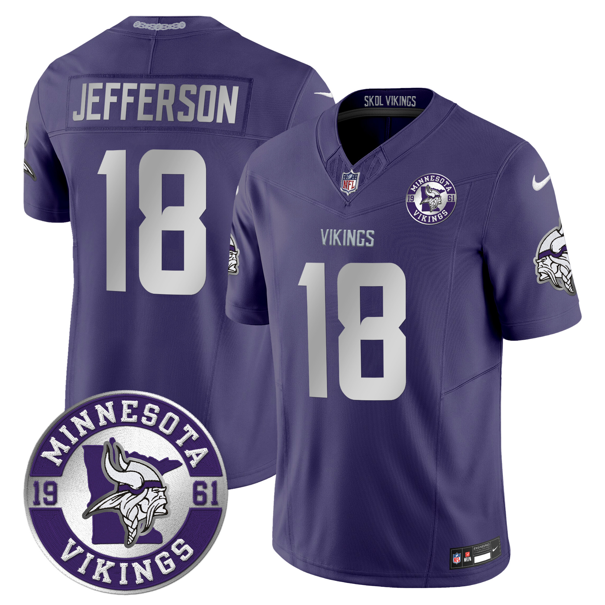 Men's Minnesota Vikings 2024 Vapor Limited Jersey - Est. 1961 Patch - All Stitched - Image 38