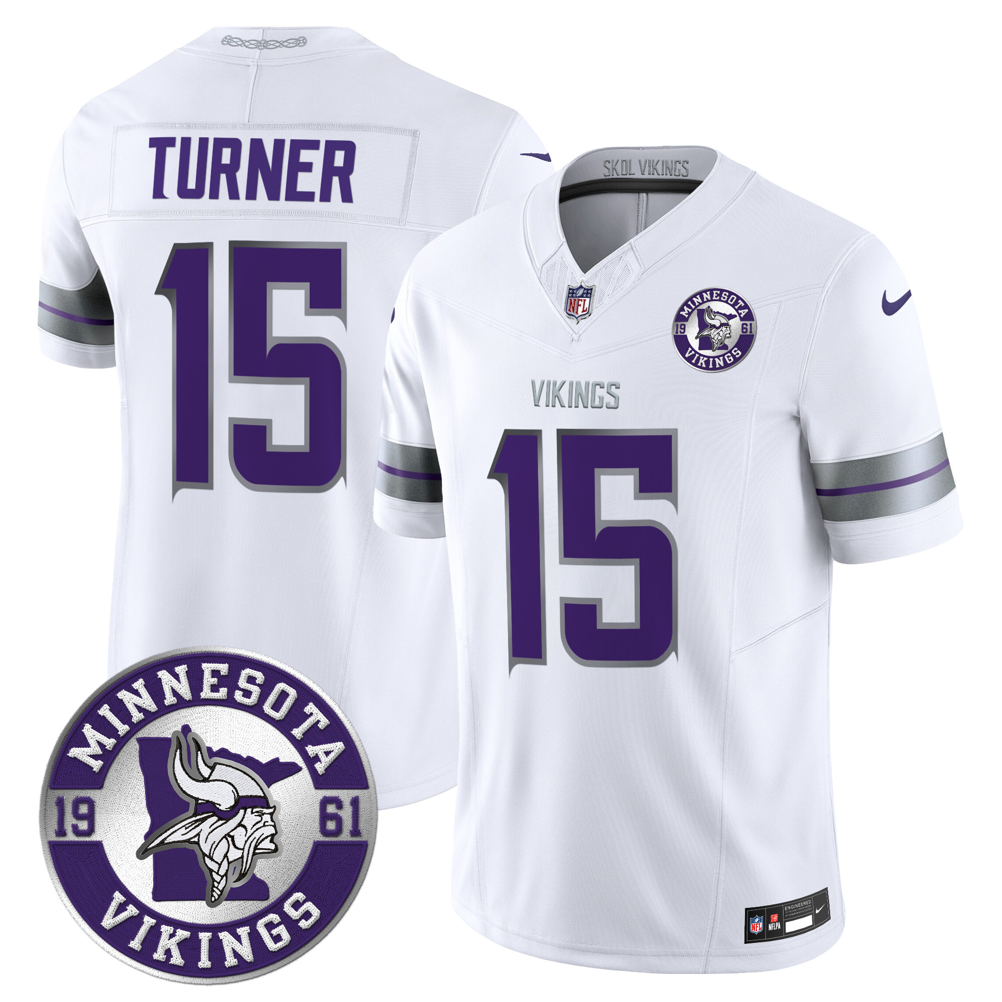 Men's Minnesota Vikings 2024 Vapor Limited Jersey - Est. 1961 Patch - All Stitched - Image 13