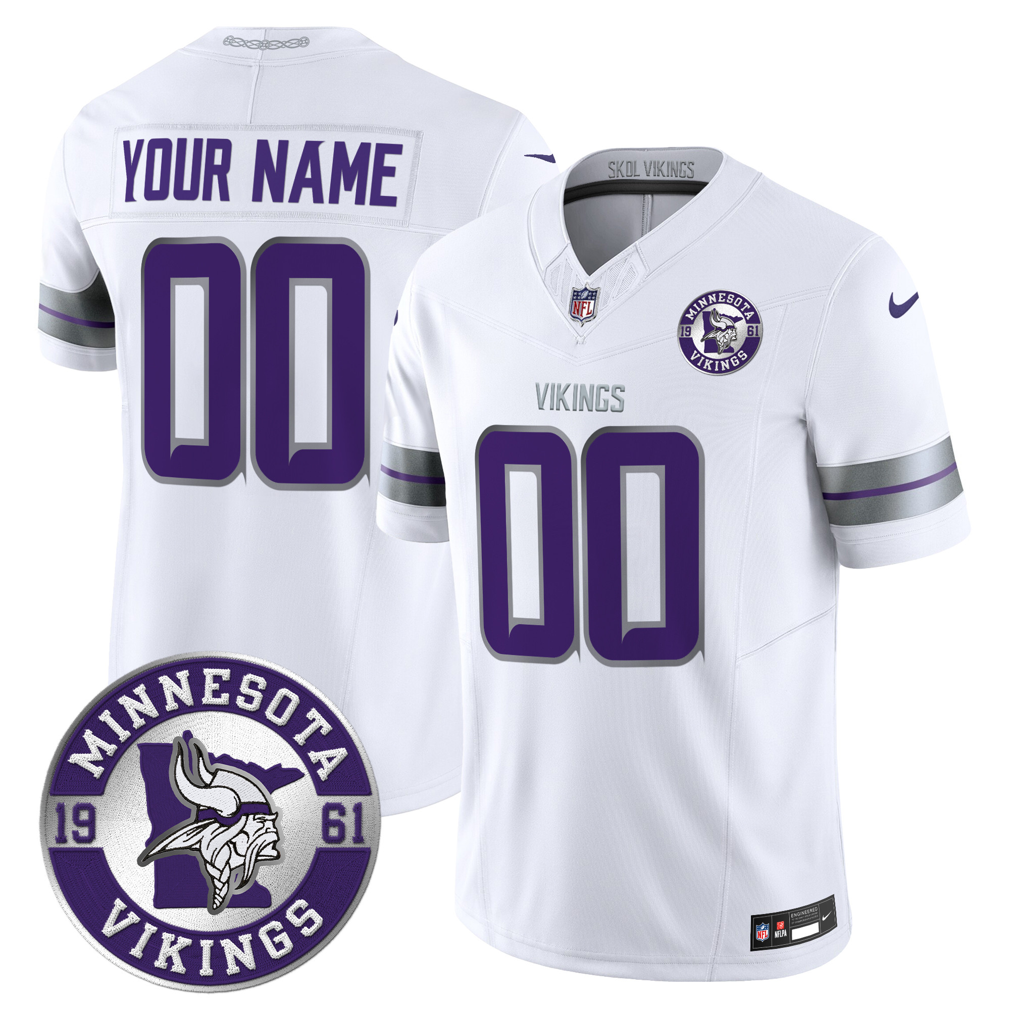 Minnesota Vikings 2024 Vapor Limited Custom Jersey - Est. 1961 Patch - All Stitched - Image 2