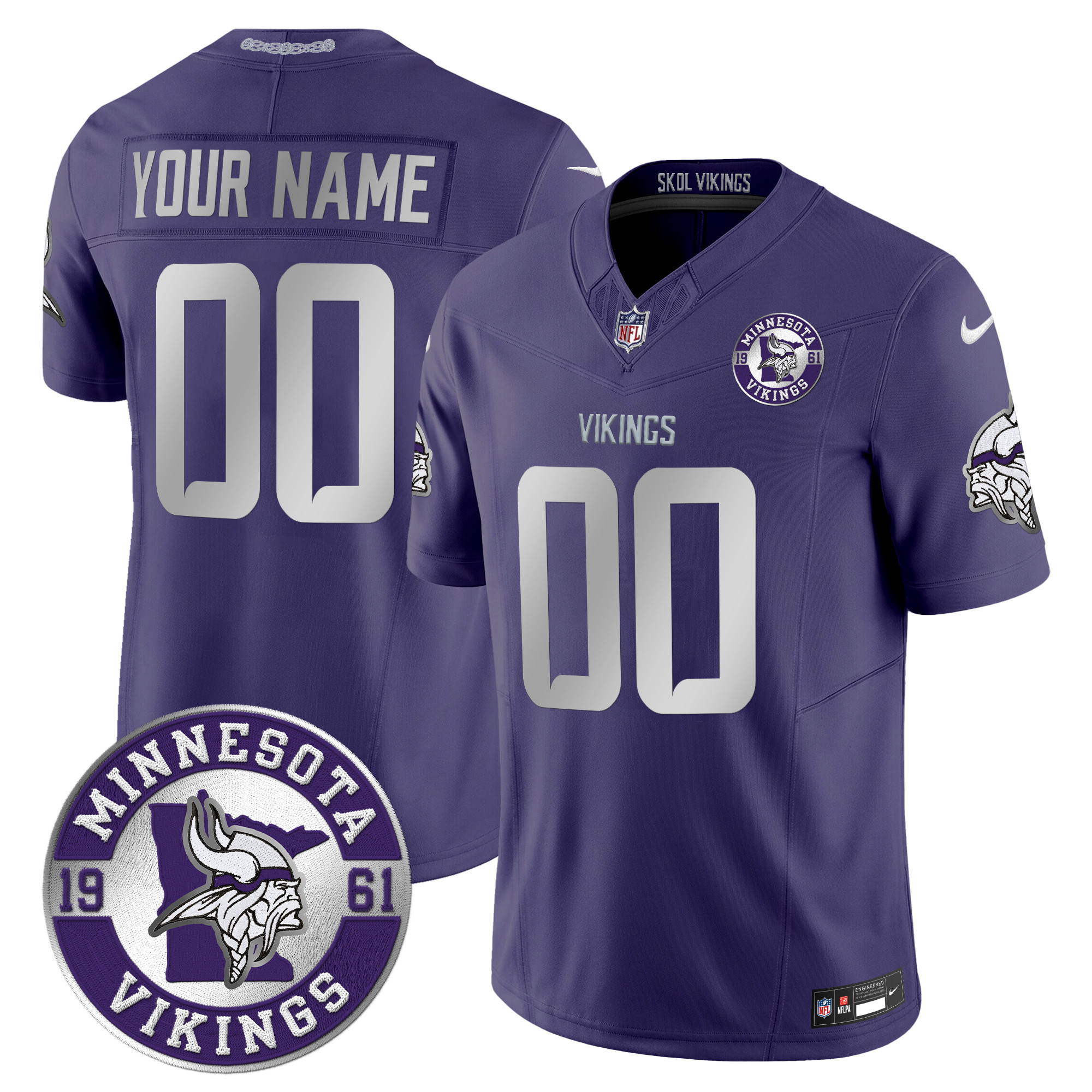 Minnesota Vikings 2024 Vapor Limited Custom Jersey - Est. 1961 Patch - All Stitched - Image 5
