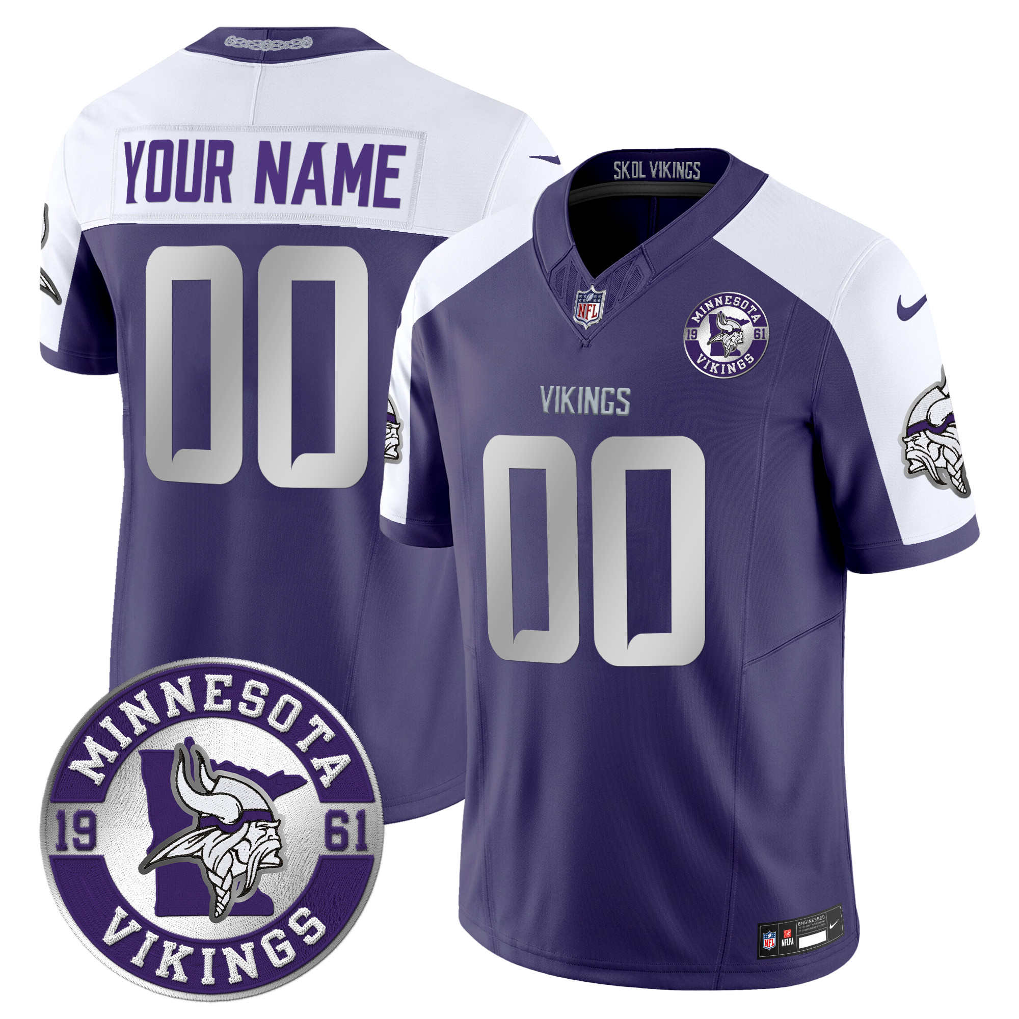 Minnesota Vikings 2024 Vapor Limited Custom Jersey - Est. 1961 Patch - All Stitched - Image 4