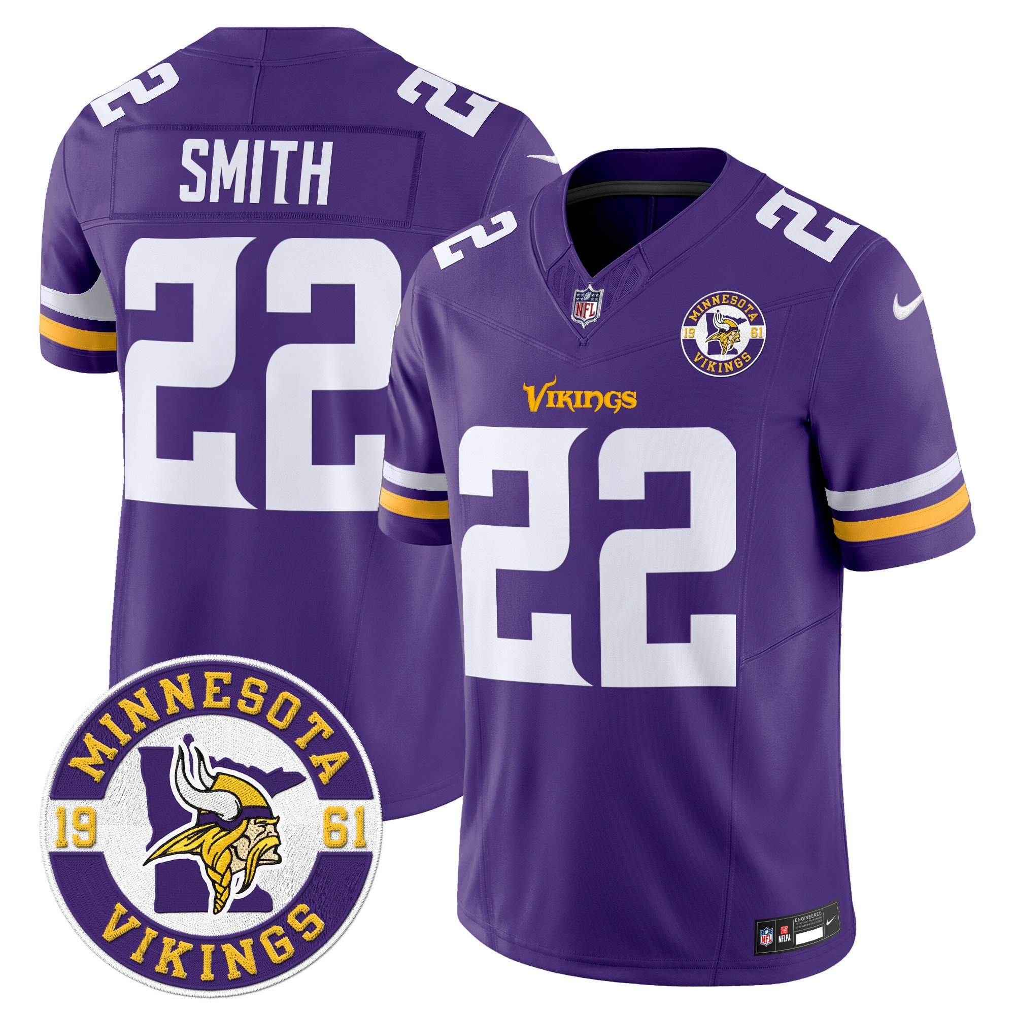 Men's Minnesota Vikings 2024 Vapor Limited Jersey V2 - Est. 1961 Patch - All Stitched - Image 25