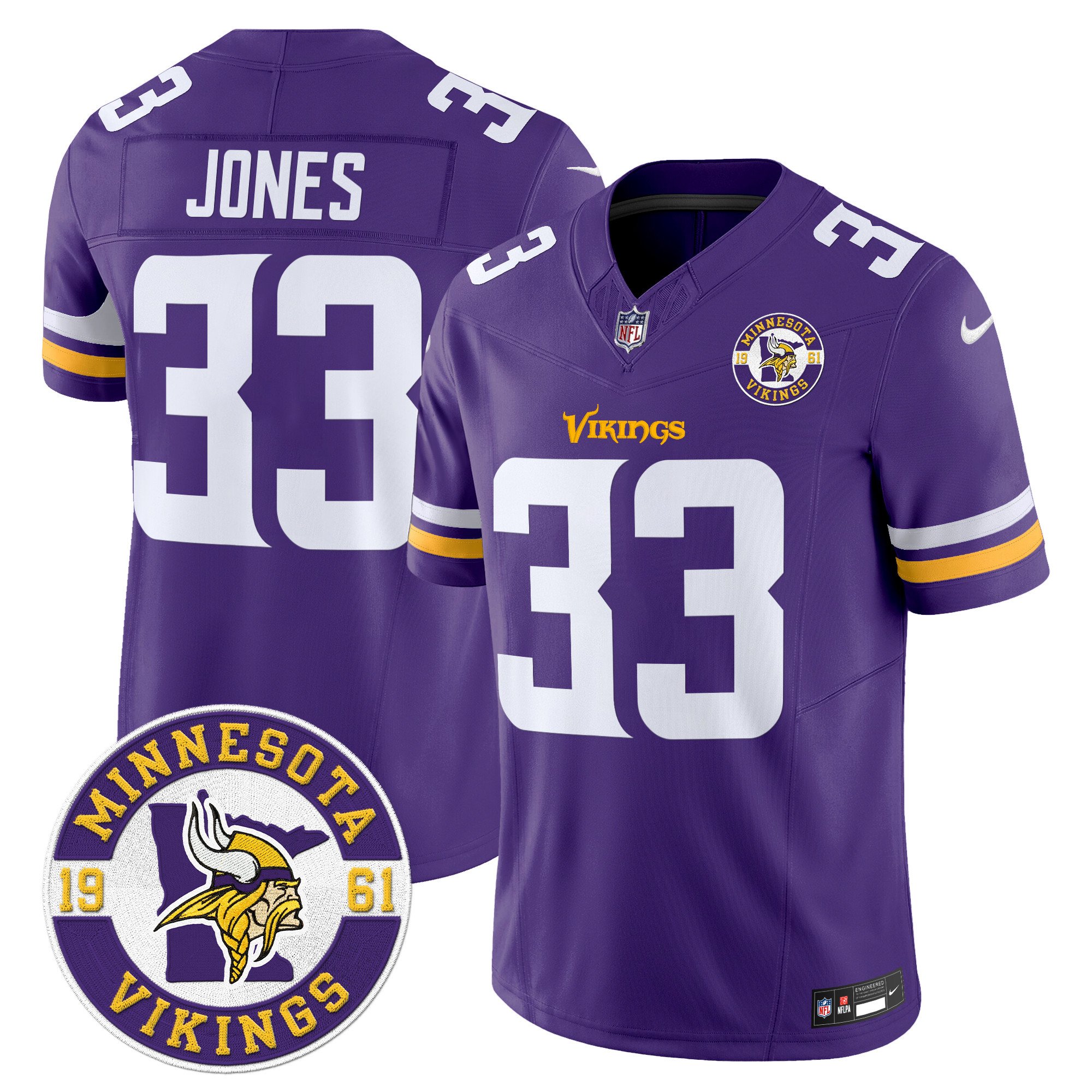 Men's Minnesota Vikings 2024 Vapor Limited Jersey V2 - Est. 1961 Patch - All Stitched - Image 23