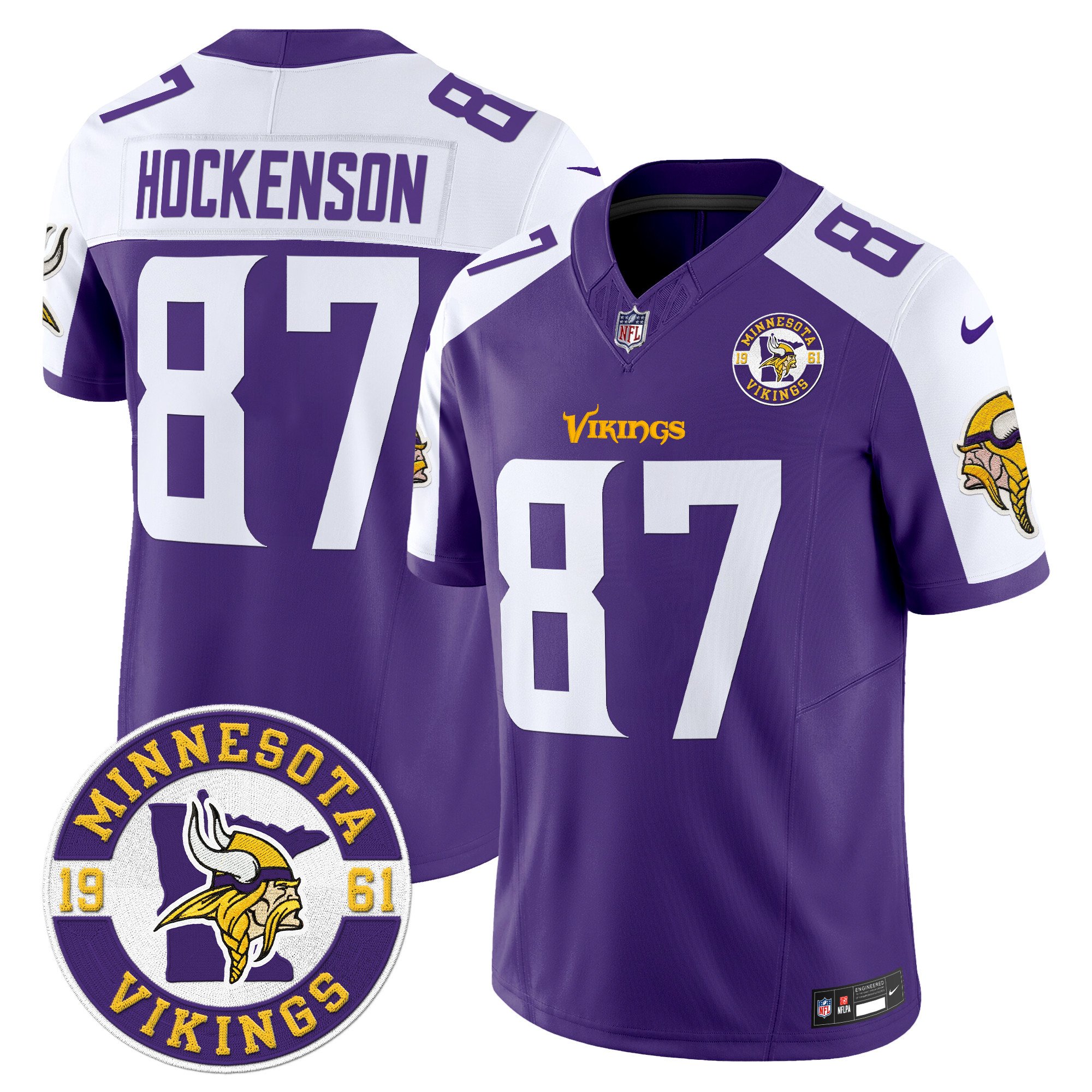 Men's Minnesota Vikings 2024 Vapor Limited Jersey V2 - Est. 1961 Patch - All Stitched - Image 8