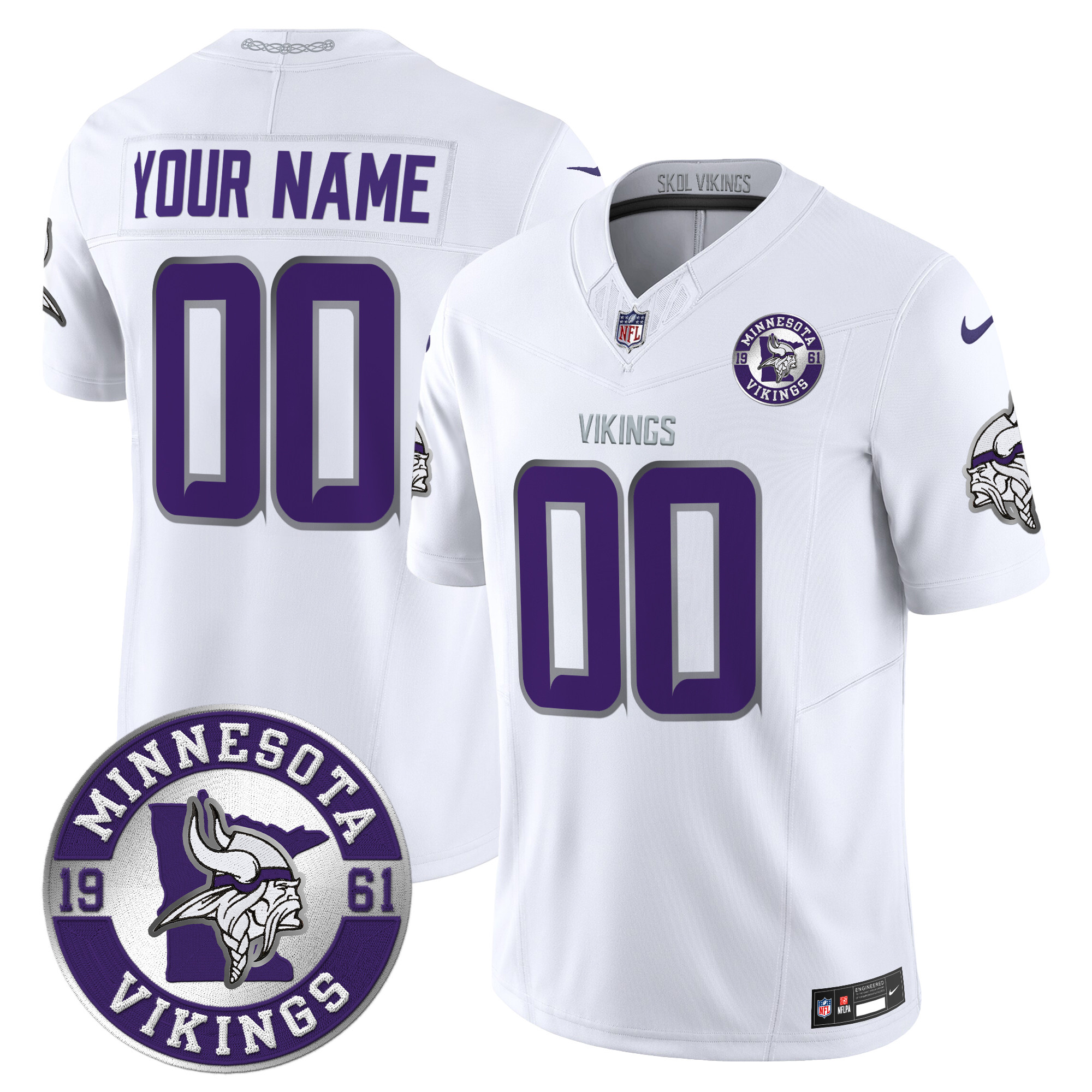 Minnesota Vikings 2024 Vapor Limited Custom Jersey V2 - Est. 1961 Patch - All Stitched - Image 5