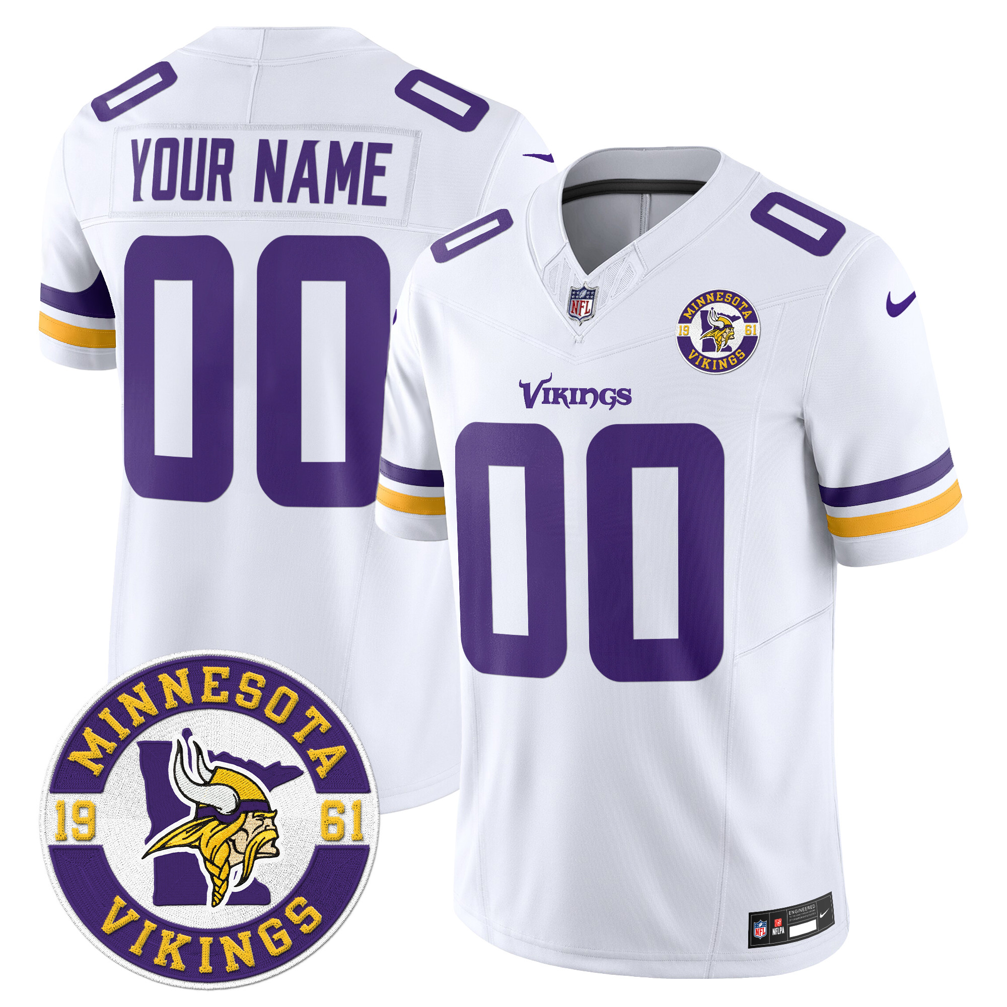 Minnesota Vikings 2024 Vapor Limited Custom Jersey V2 - Est. 1961 Patch - All Stitched - Image 4