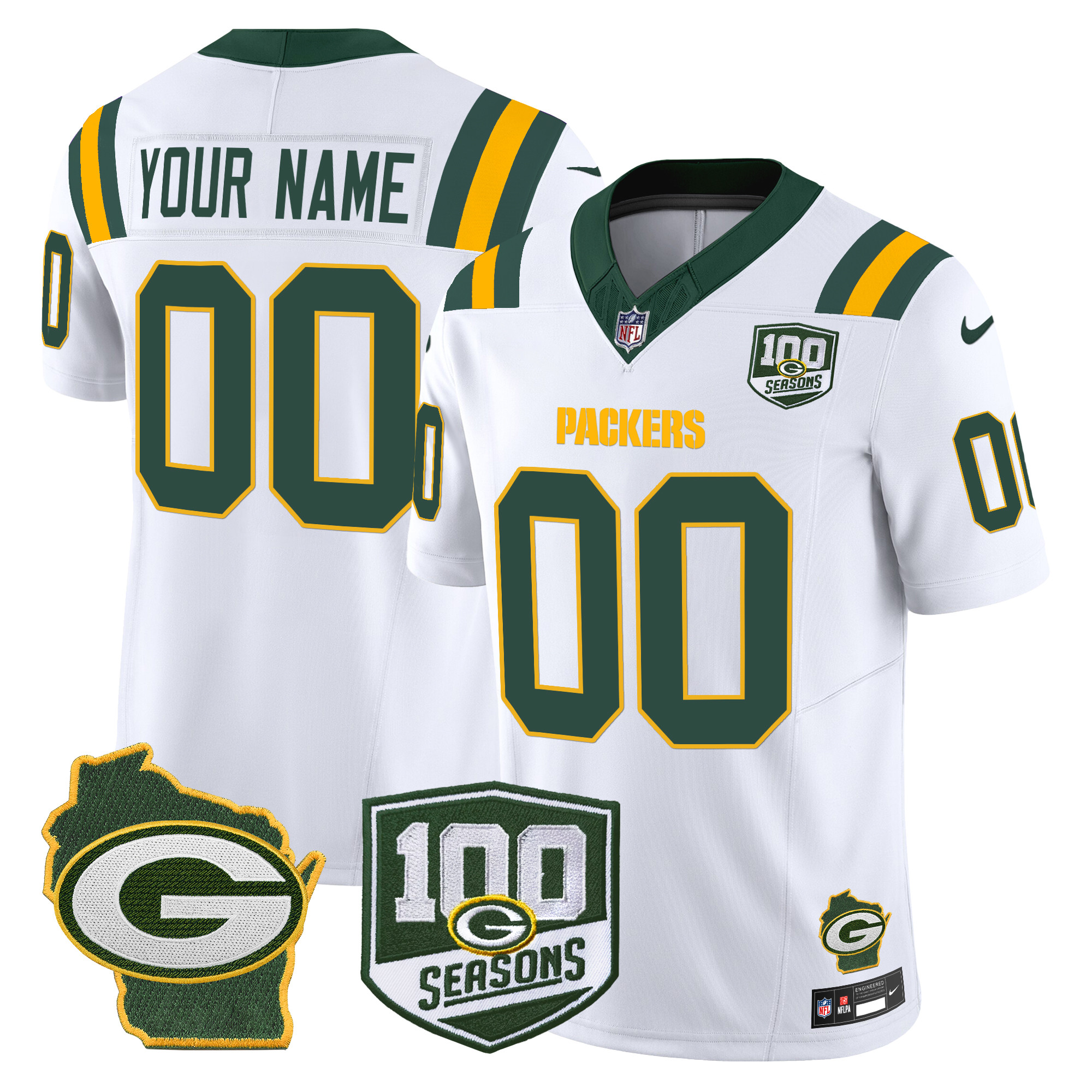 Packers 100th Season & Home Patch Vapor Limited Custom Jersey - All Stitched - Image 4