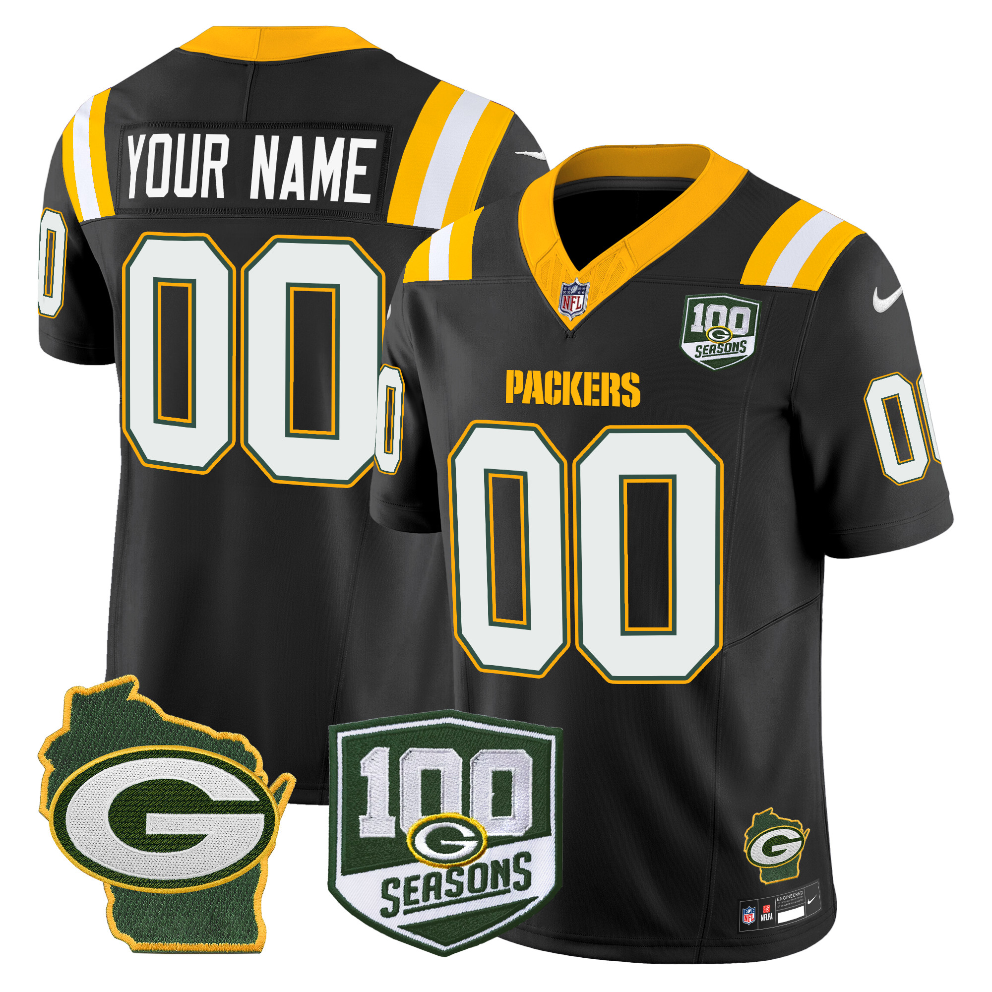 Packers 100th Season & Home Patch Vapor Limited Custom Jersey - All Stitched - Image 5
