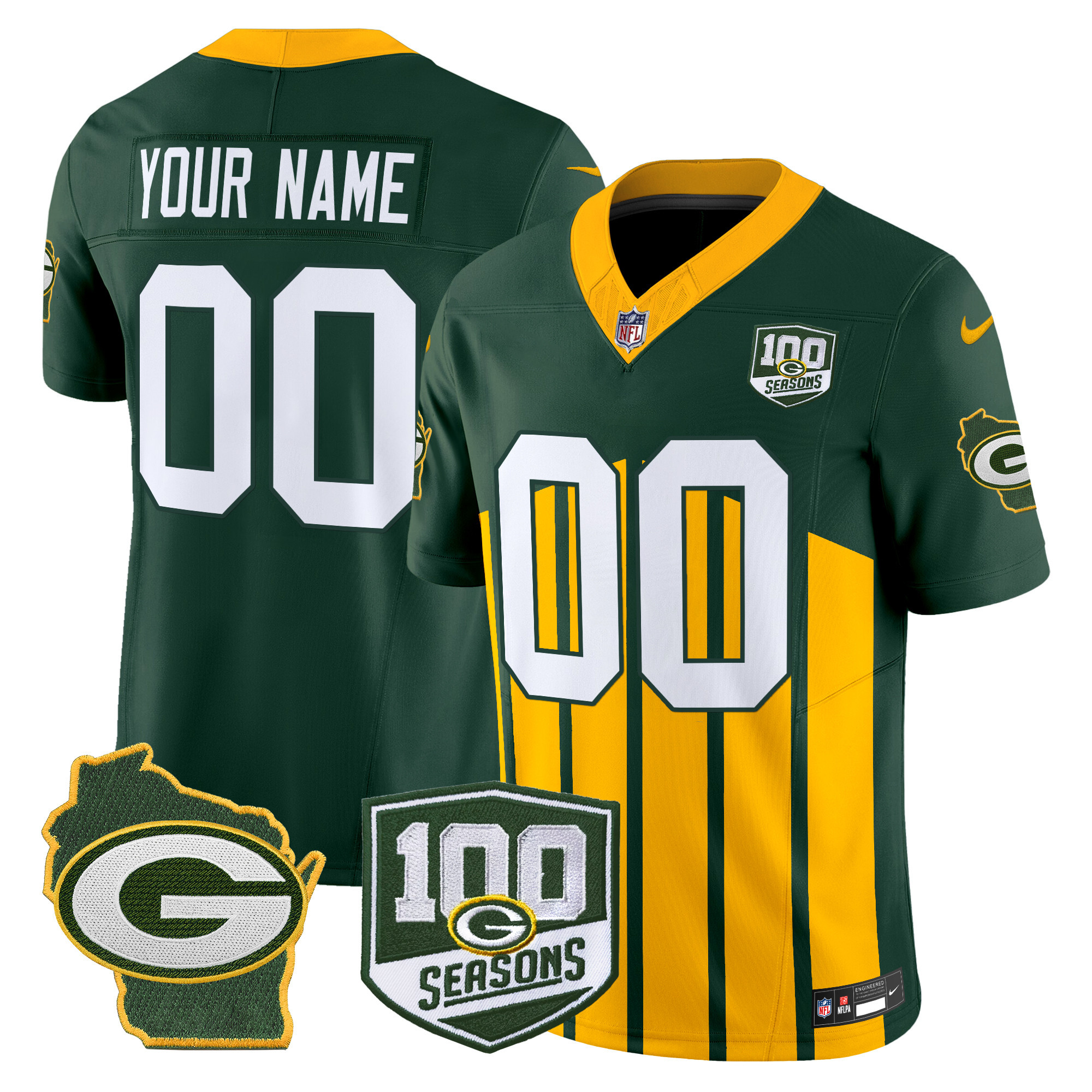 Packers 100th Season & Home Patch Vapor Limited Custom Jersey - All Stitched - Image 7