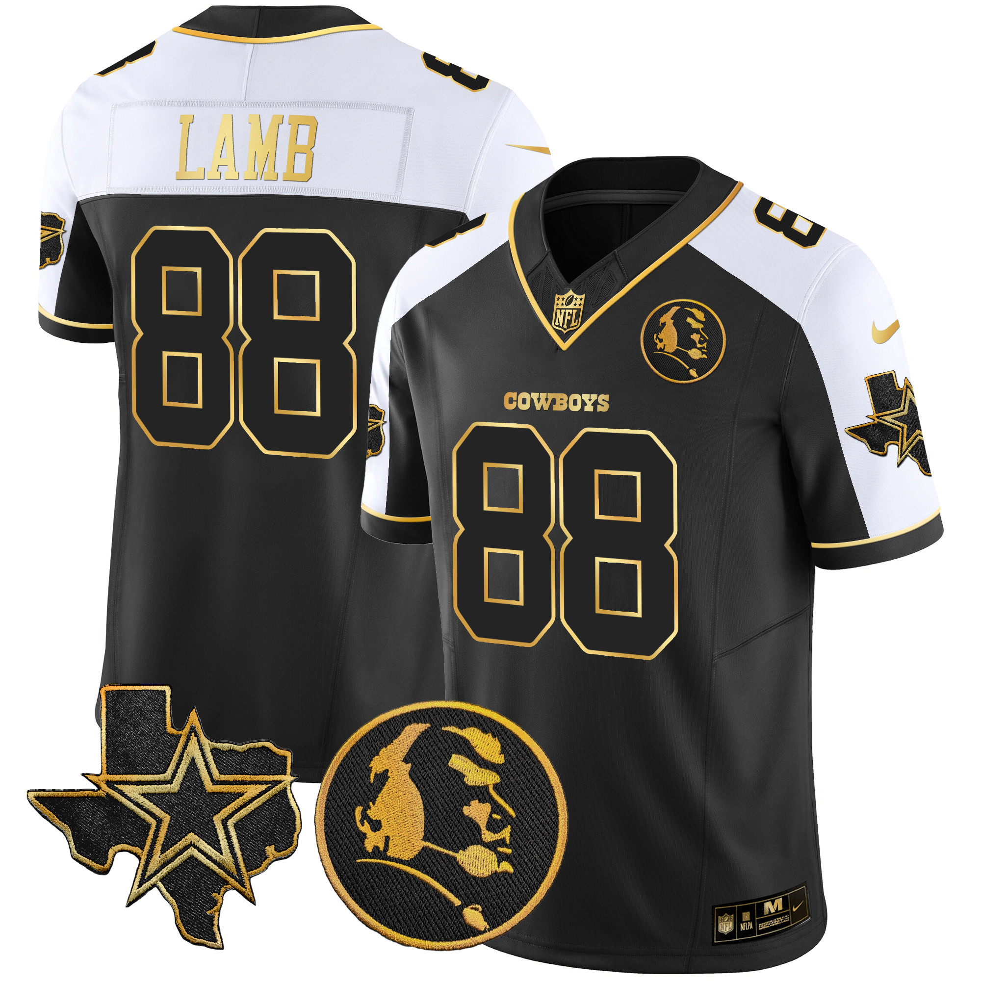 Men's Cowboys Texas & John Madden Patch Gold Vapor Limited Jersey - All Stitched - Image 3